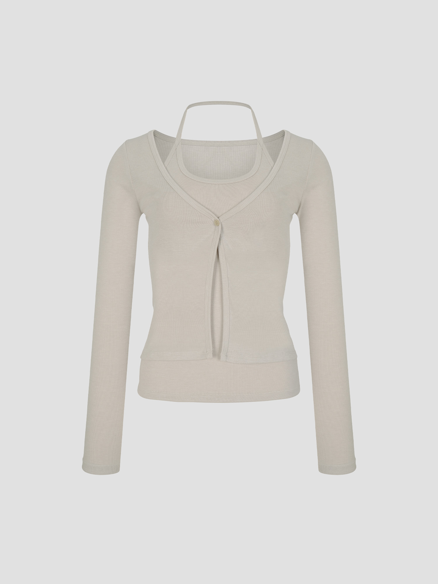 預購_Halter Neck Sleeveless Layered Cardigan by Conch
