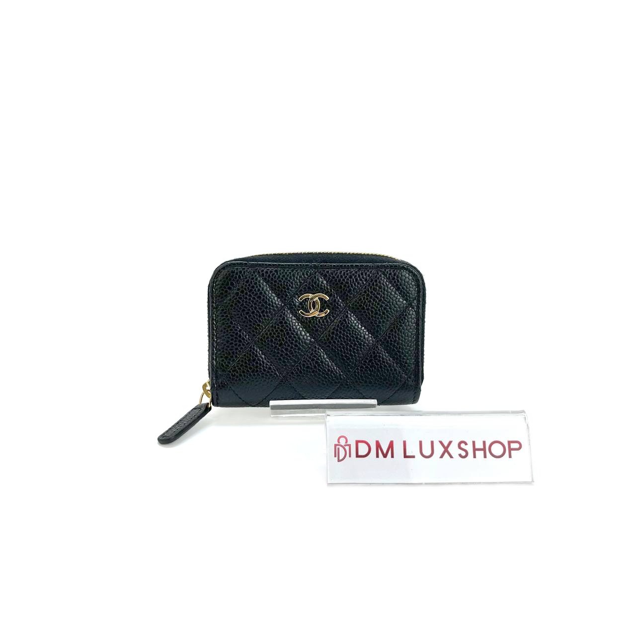 Chanel Classic Black Caviar Zipped Coin Purse (Microchip)