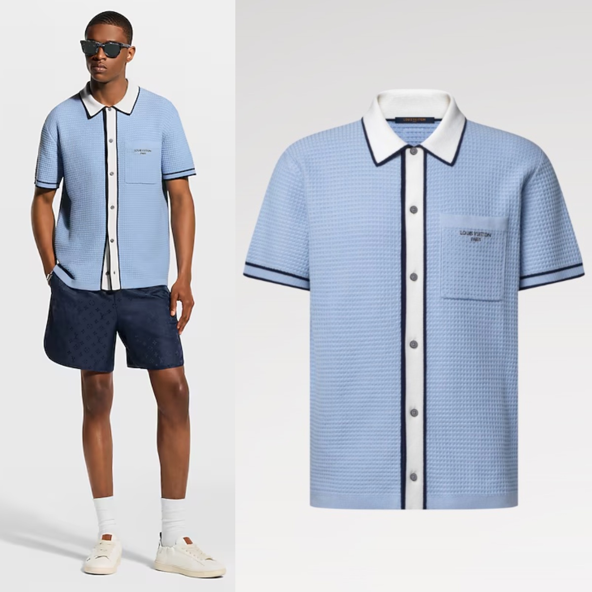 【頂級原單】LV Waffle Signature Short-Sleeved Shirt 蜂巢紋標誌短袖襯衫