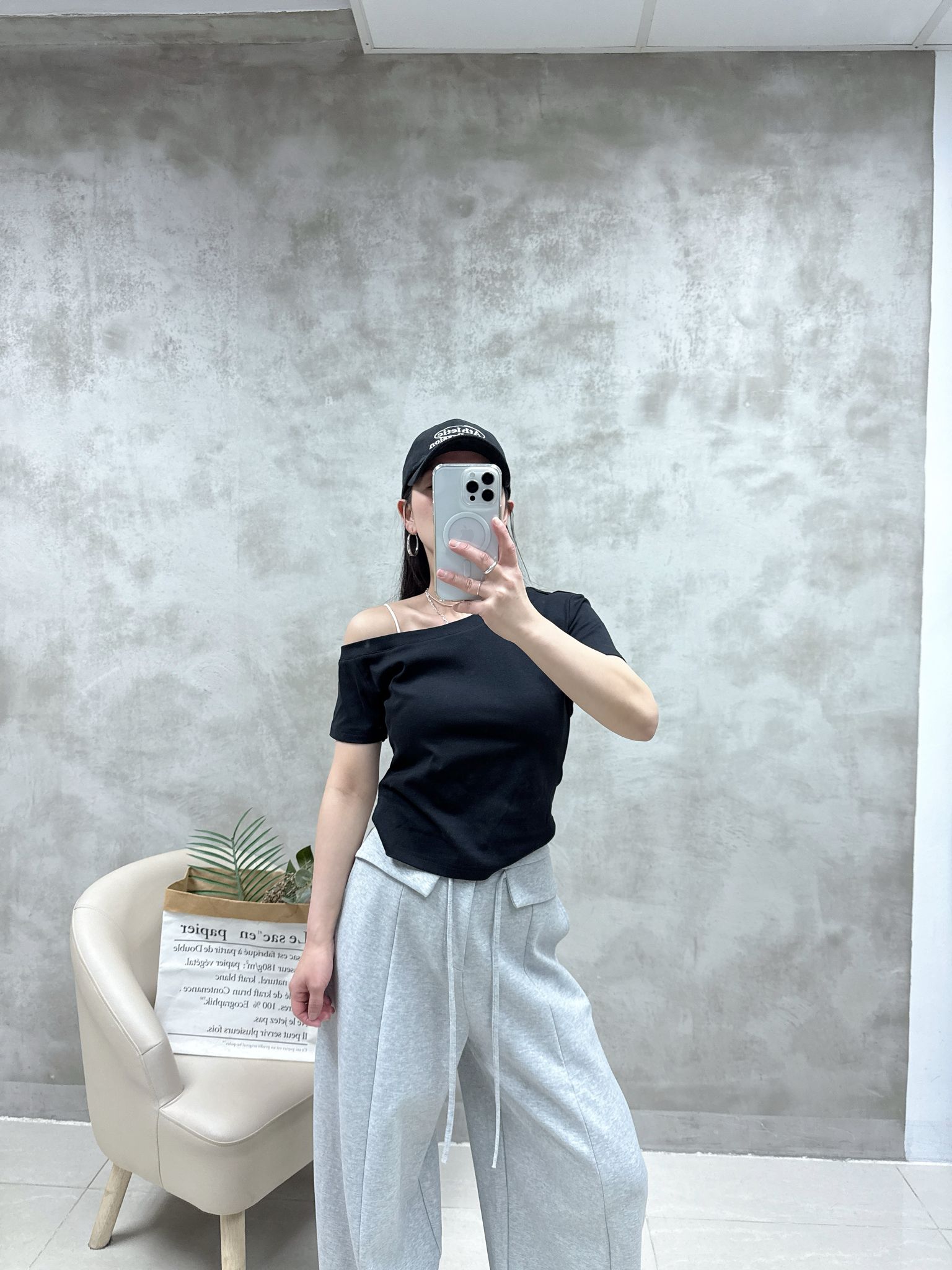 A11 單邊露膊棉質Top