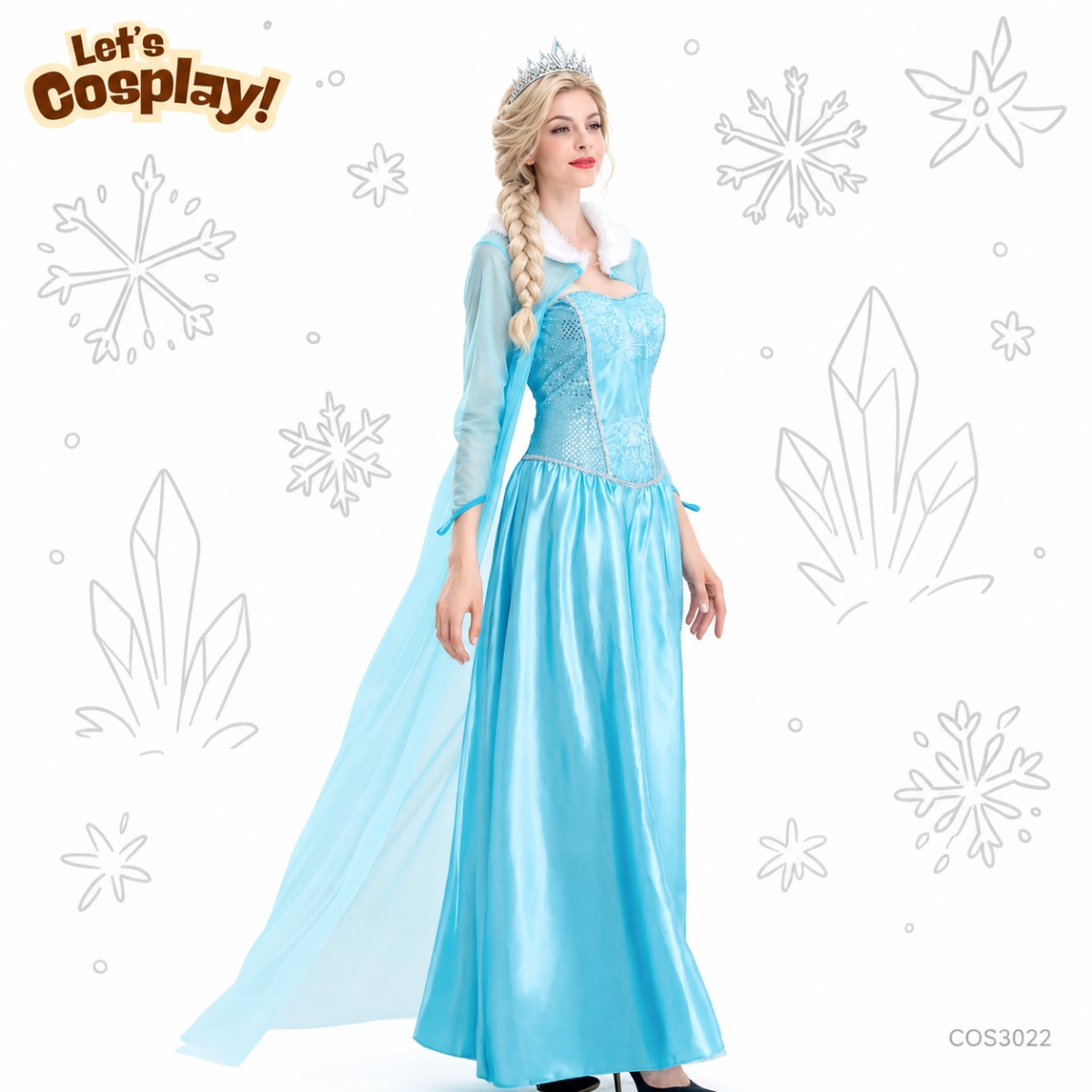 Frozen 主題 成人公主裙｜冰雪女王 Cosplay 服裝｜萬聖節角色扮演服｜聖誕派對禮服｜香港現貨 Lets Cosplay