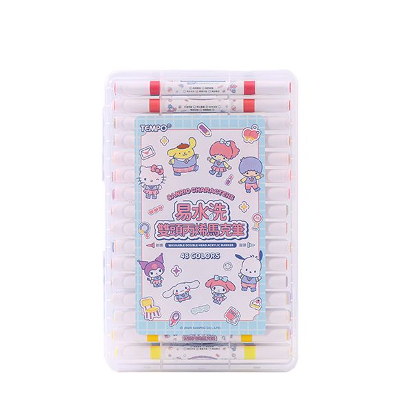 【台灣】SANRIO 易水洗雙頭馬克筆（48色）