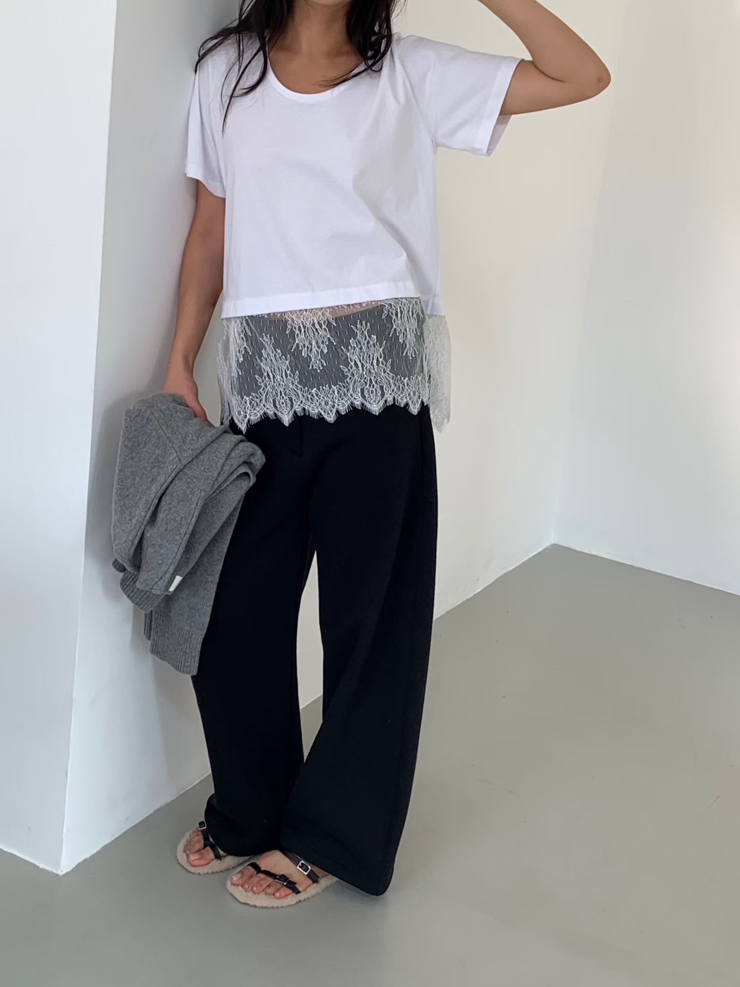 Lace short sleeve tee