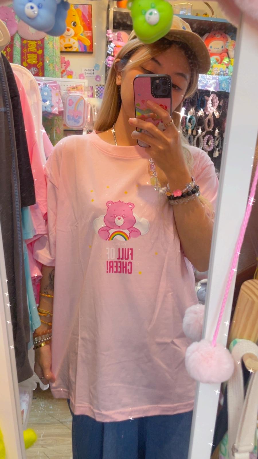 減價品🌈粉色卡通熊印花寬鬆T恤🐻