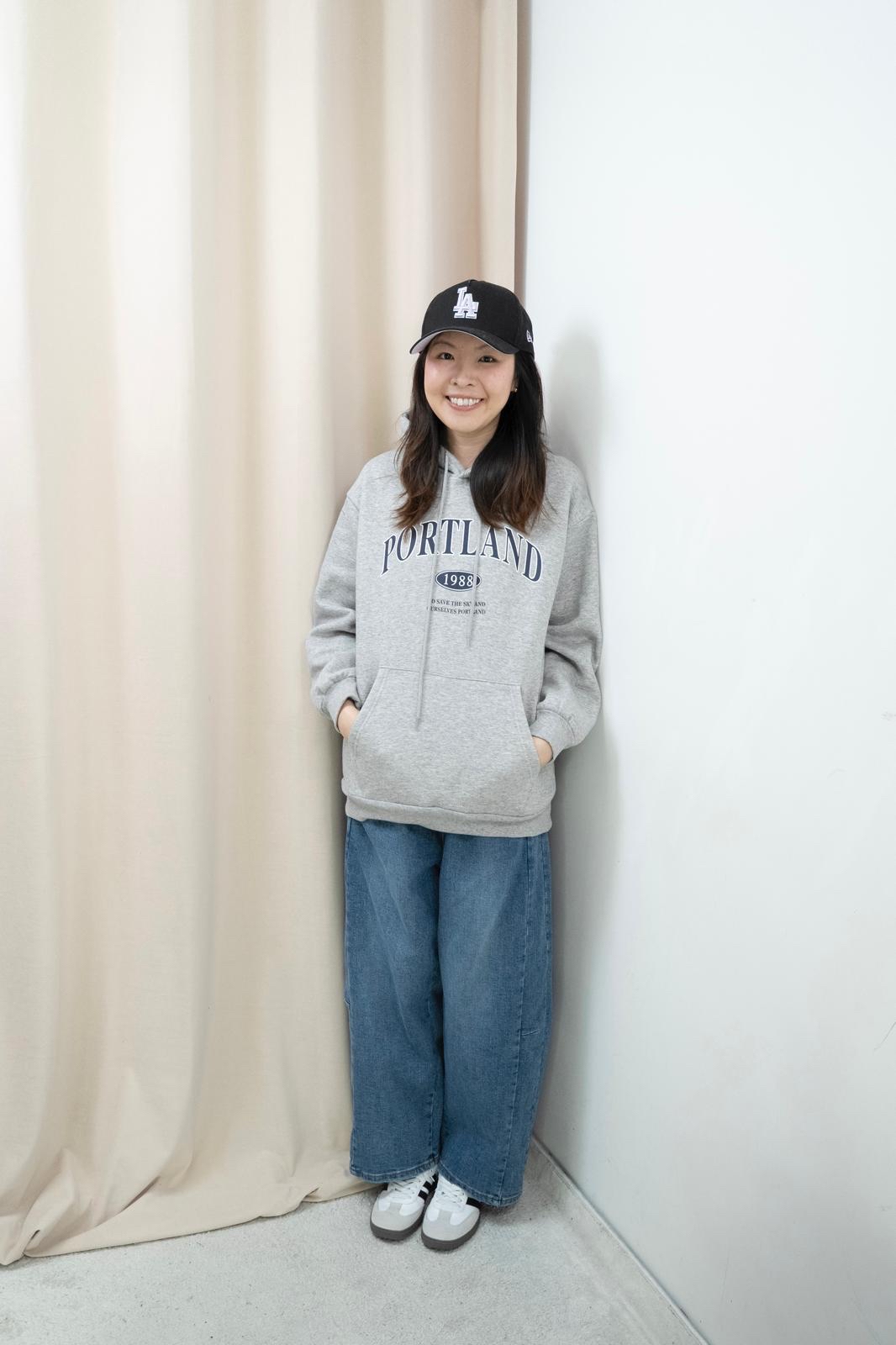 加絨有帽文字衞衣（灰色）