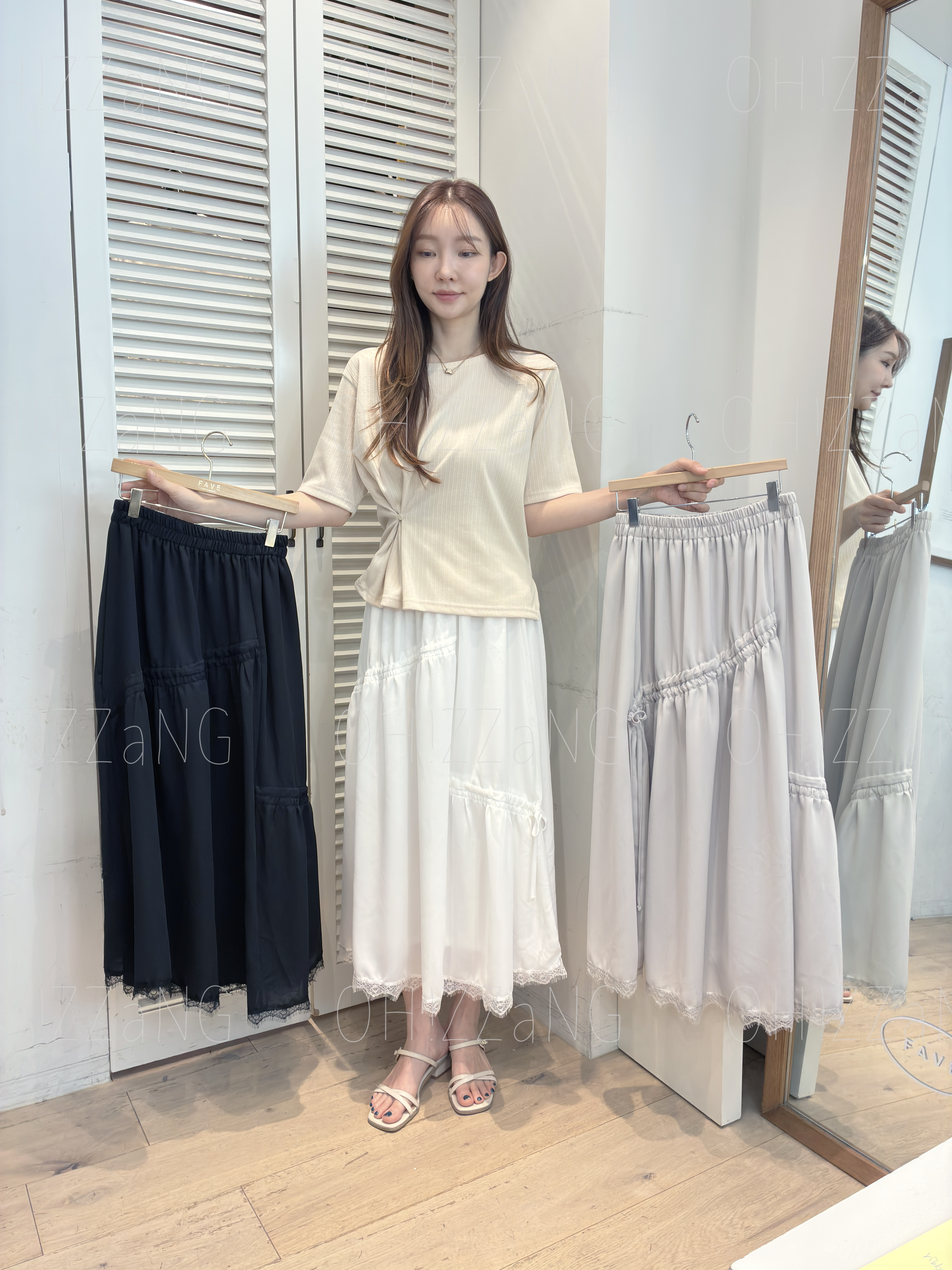 FV07_04 不規則打摺長裙 (3色)