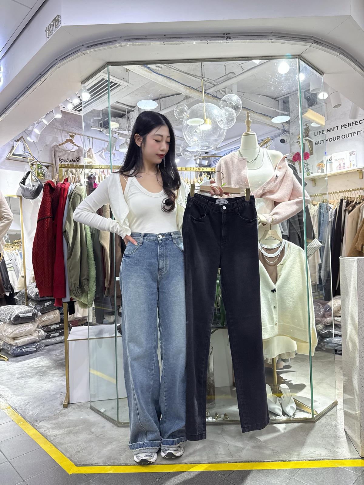 側骨直腳牛仔褲