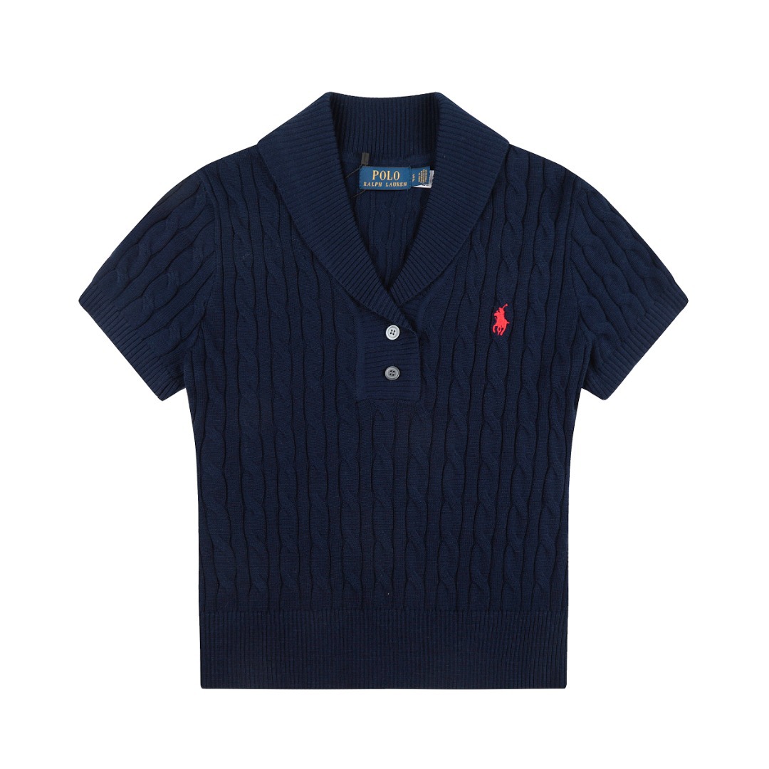 預訂 RL Polo 小馬刺繡麻花針織短袖棉衫 