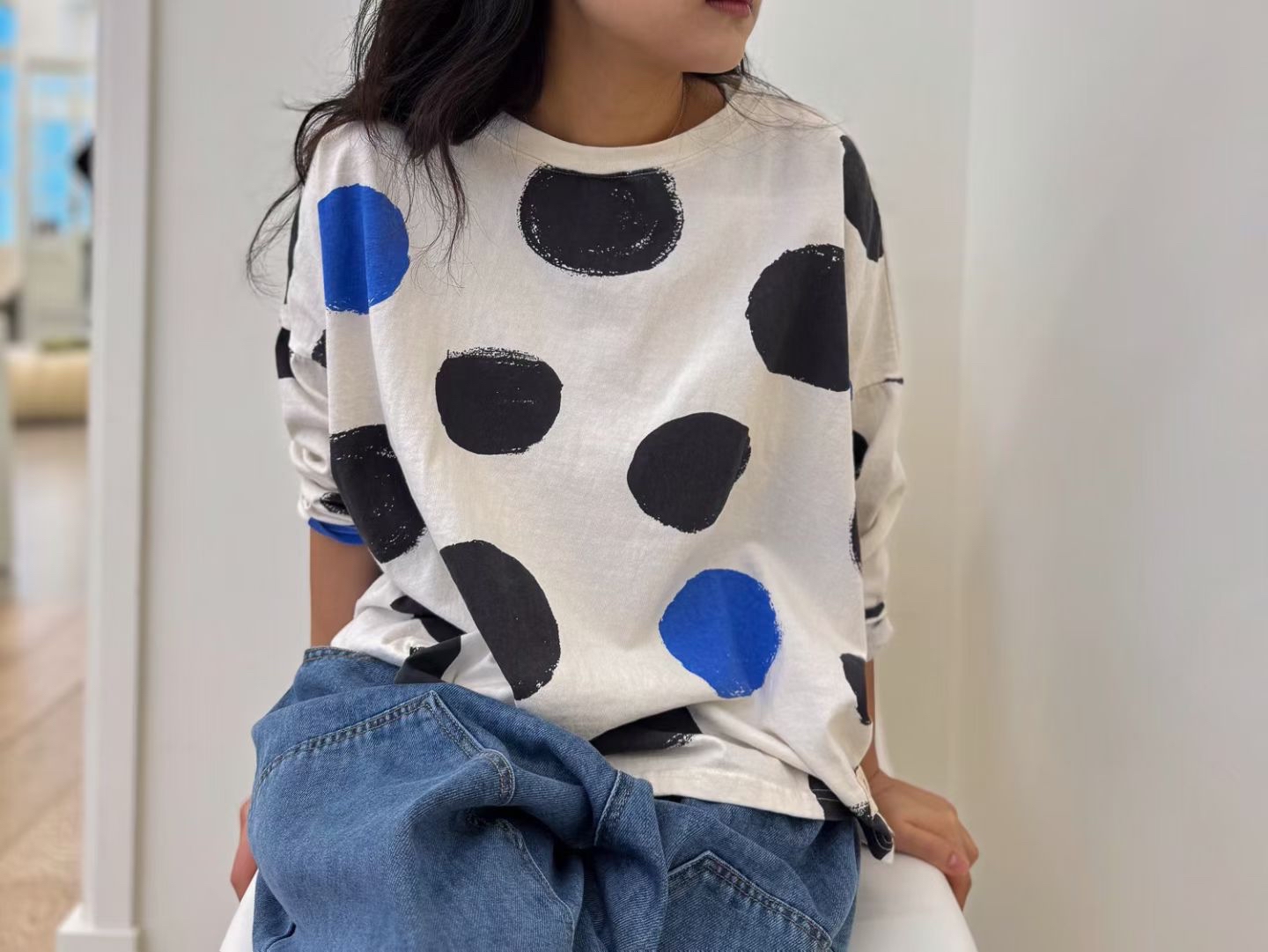 YA OE 藍點圖案top-2色