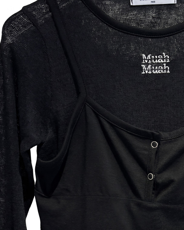 MuahMuah SEE THROUGH LAYERED KNIT LONG SLEEVE