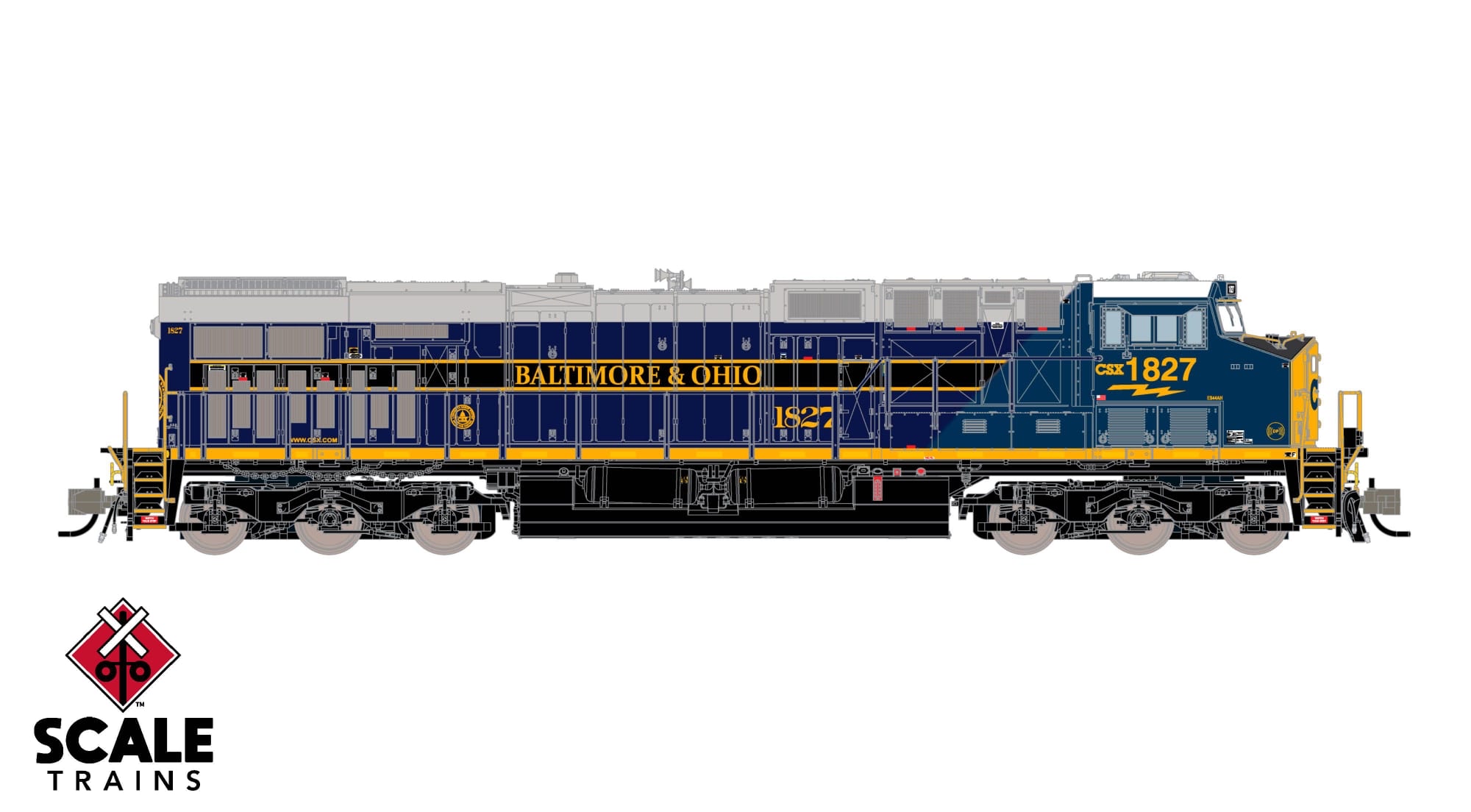 預定新品 N scale Scale Train訂金 Rivet Counter N Scale GE ES44AC, CSX/Heritage/Baltimore & Ohio/B&O #1827