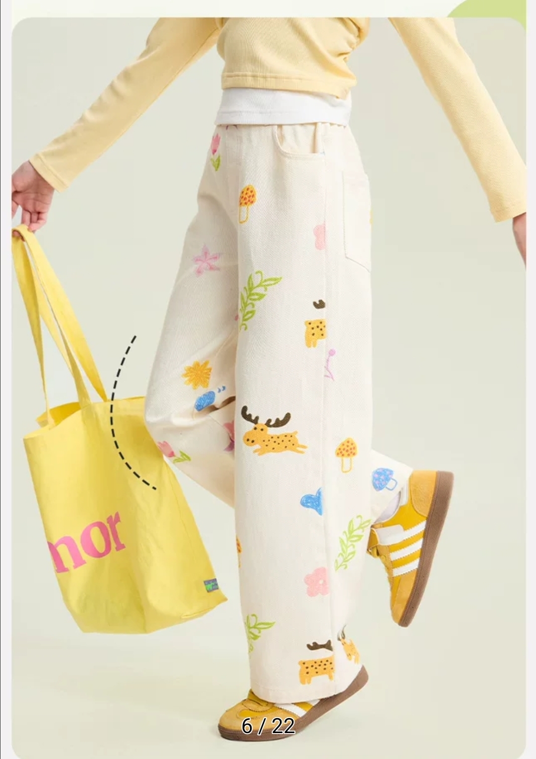 $138條。2條起$128條。(中大童款至170cm)🌼🦌 暖暖公主 可愛森林印花闊腳褲 🦌🌼