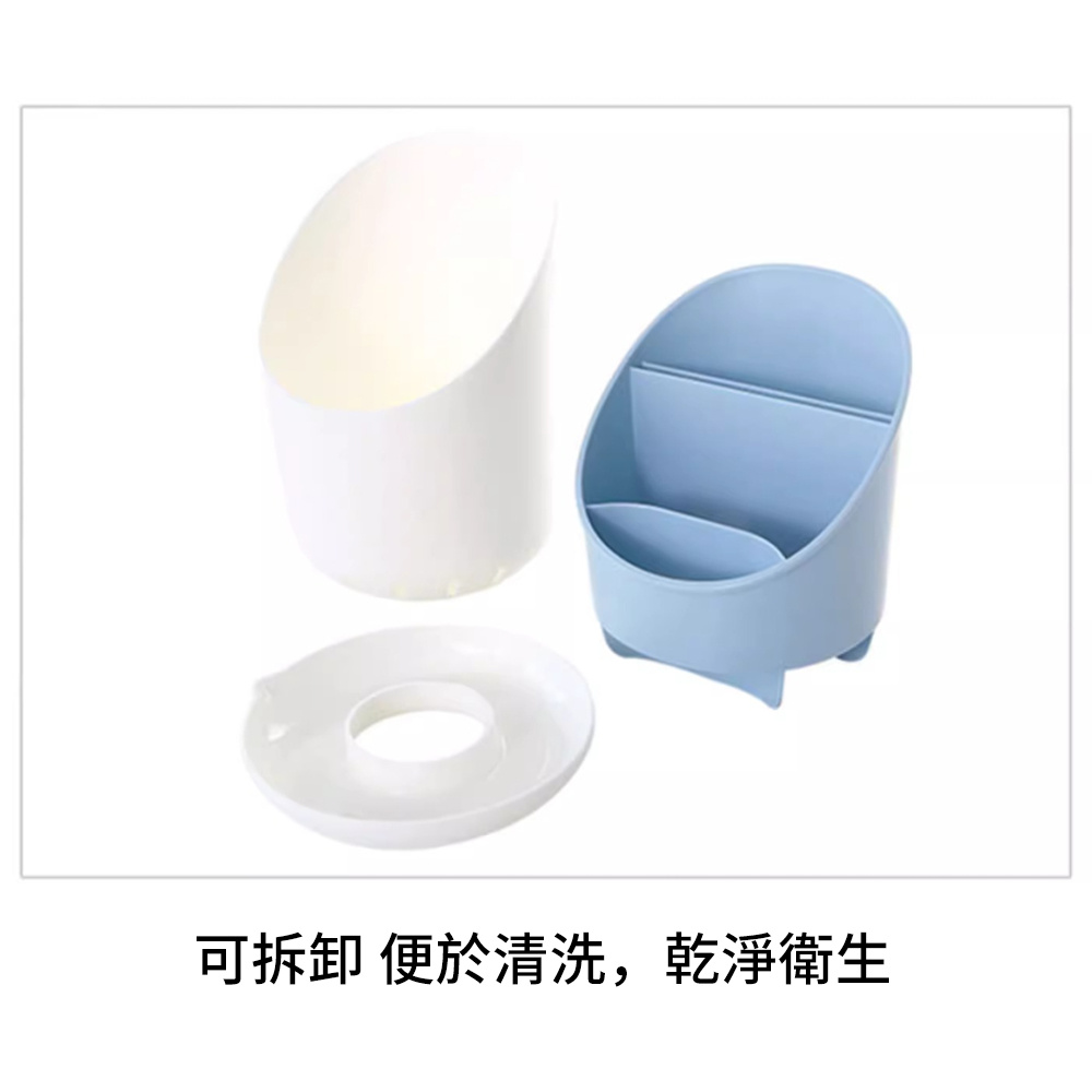 雙層瀝水餐具架 筷子架 餐具收納 勺子 匙羹 筷子籠 收納盒 餐具瀝水 灰色 [平行進口]  HK2700