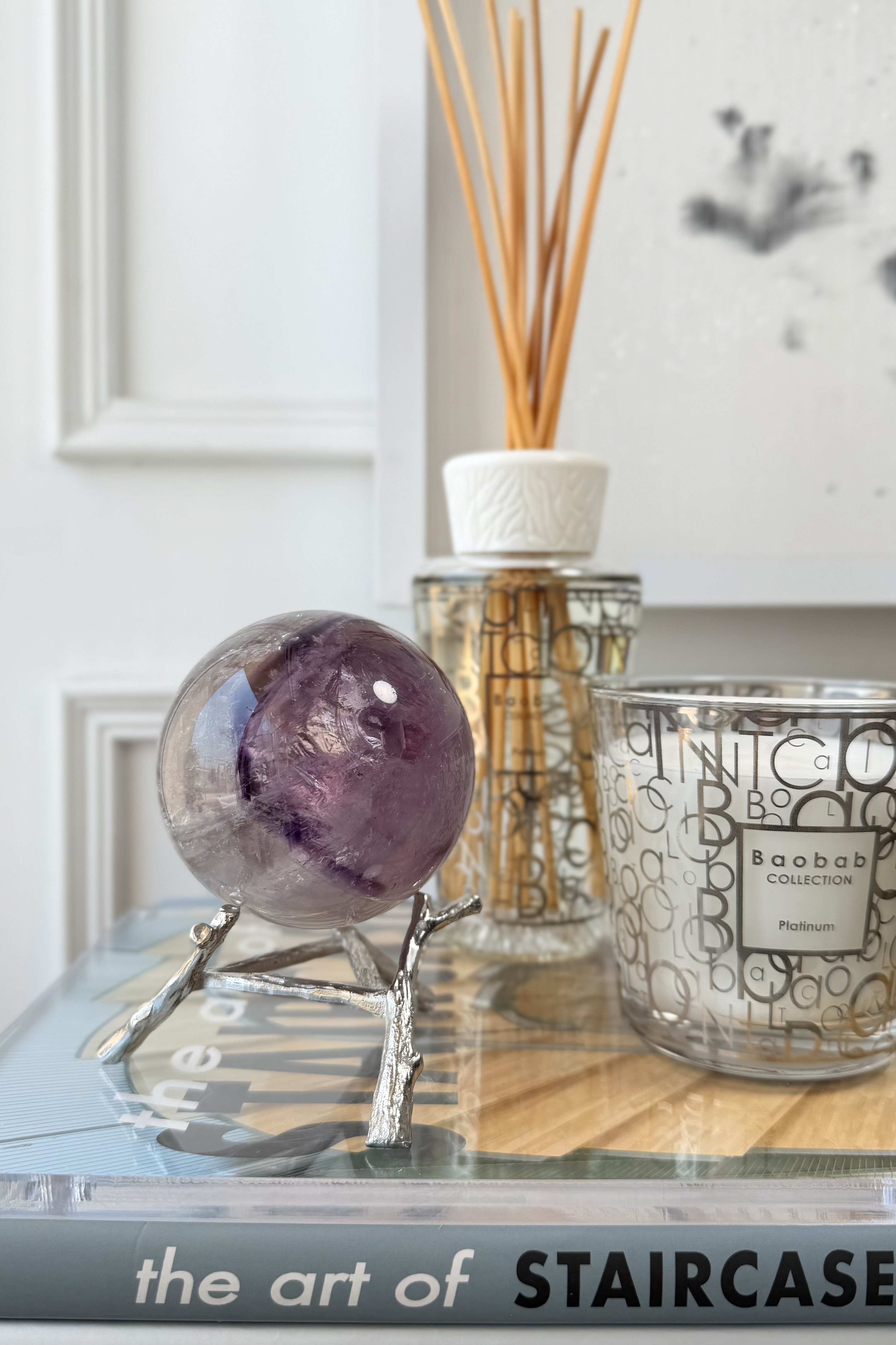 ༒ 7.4cm千層紋紫白雙色水晶球༒ AM.a081C19G5ss-RA26*7SA