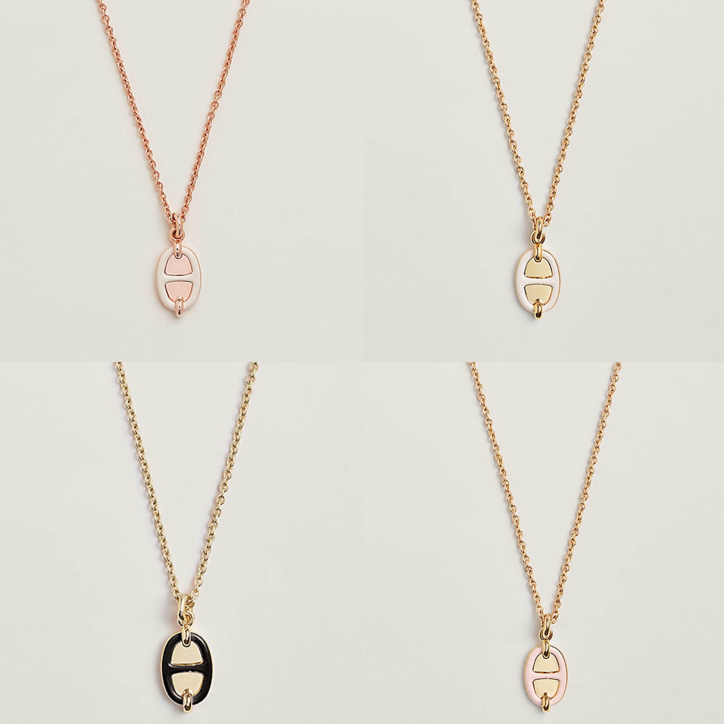 Hermes Mini Maillon豬鼻子頸鏈  ✨白玫瑰金 黑金/白金/粉金