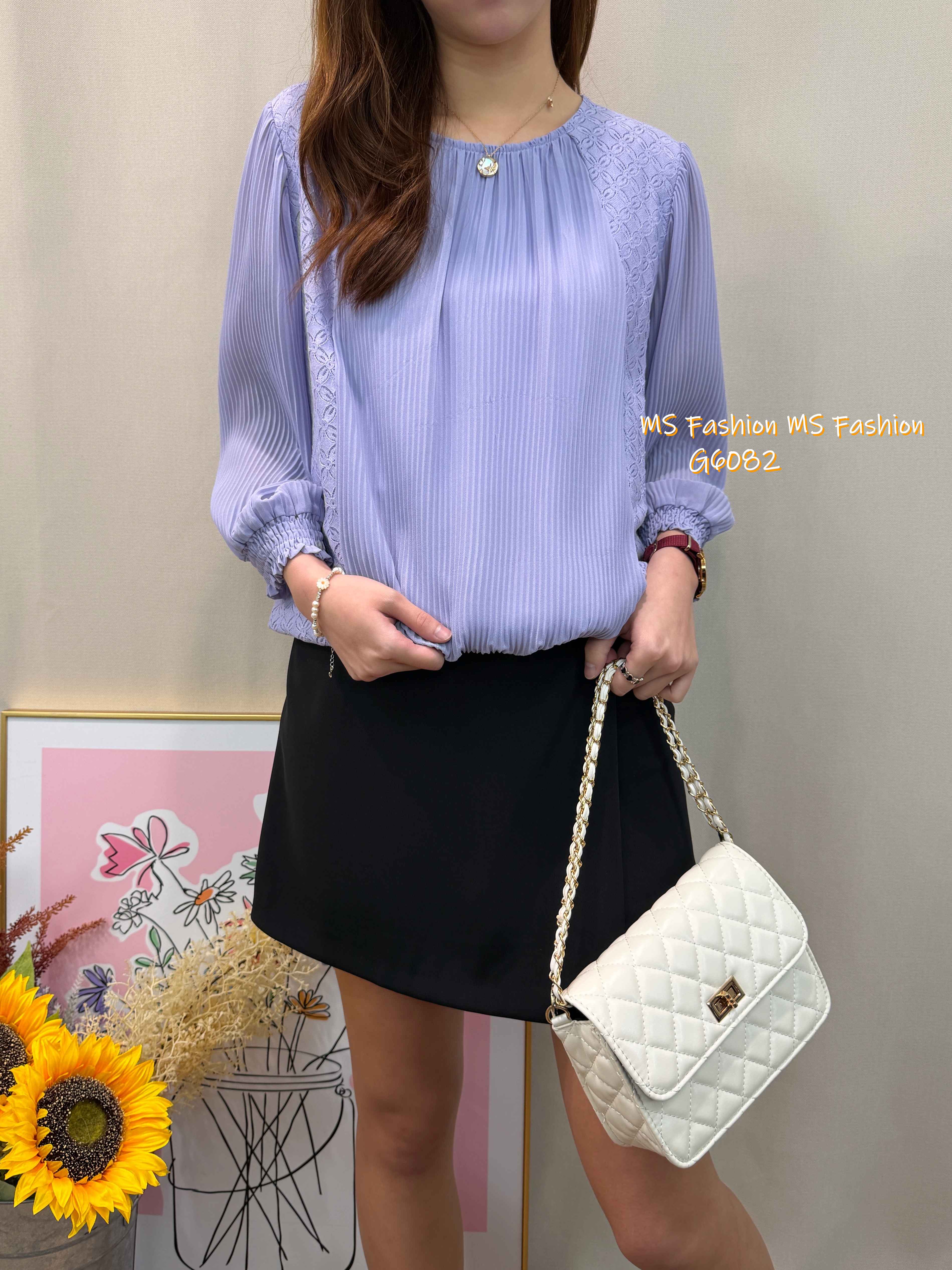 G6082 韓國🇰🇷通花百摺top