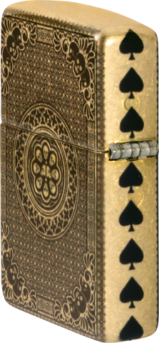 美國製造 | Zippo指定經銷商 Zippo 49477 翻舊銅傳統打火機 – 經典紋理金色 (壓印葉紋)Tumbled Brass Heritage Lighter – Classic Textured Amber Finish