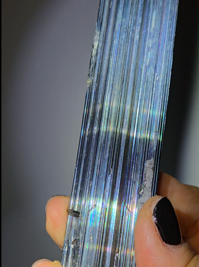 Stibnite wand with natural terminations, rainbow iridescence - STB10