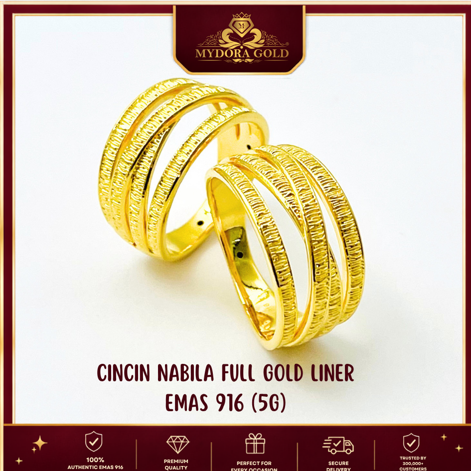 MYDORA Cincin Nabila Full Gold Liner (5G) l EMAS 916/22K