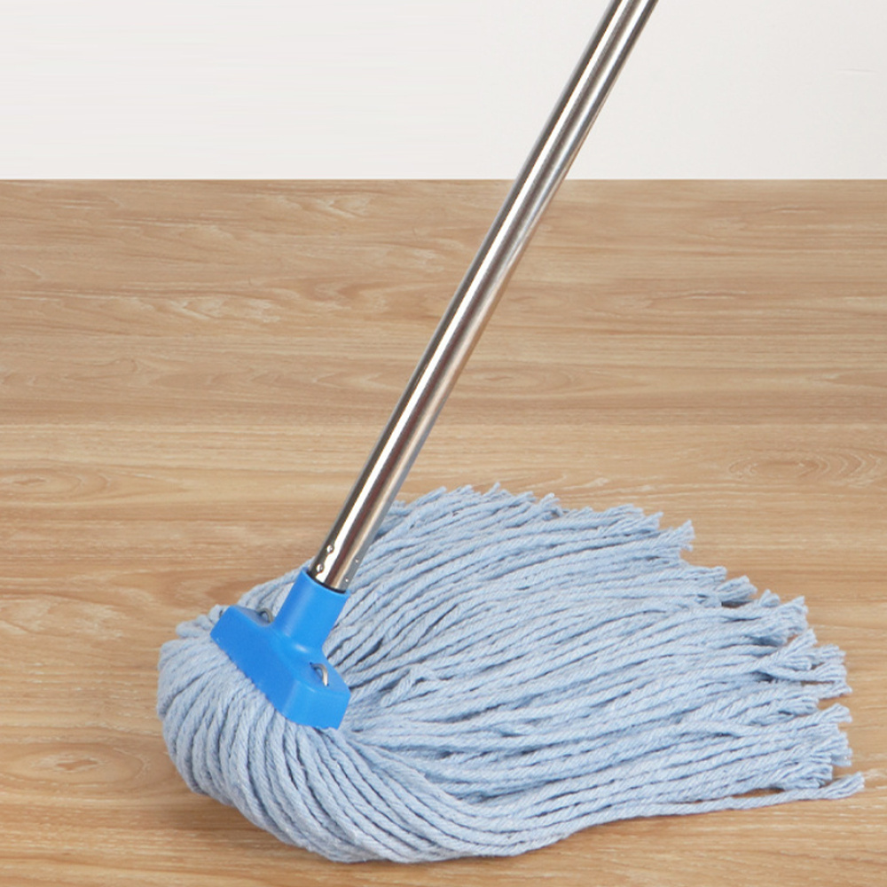 2x 加厚棉線拖把 藍色 不鏽鋼拼接桿拖把+替換拖把頭 2個一套 UB0281