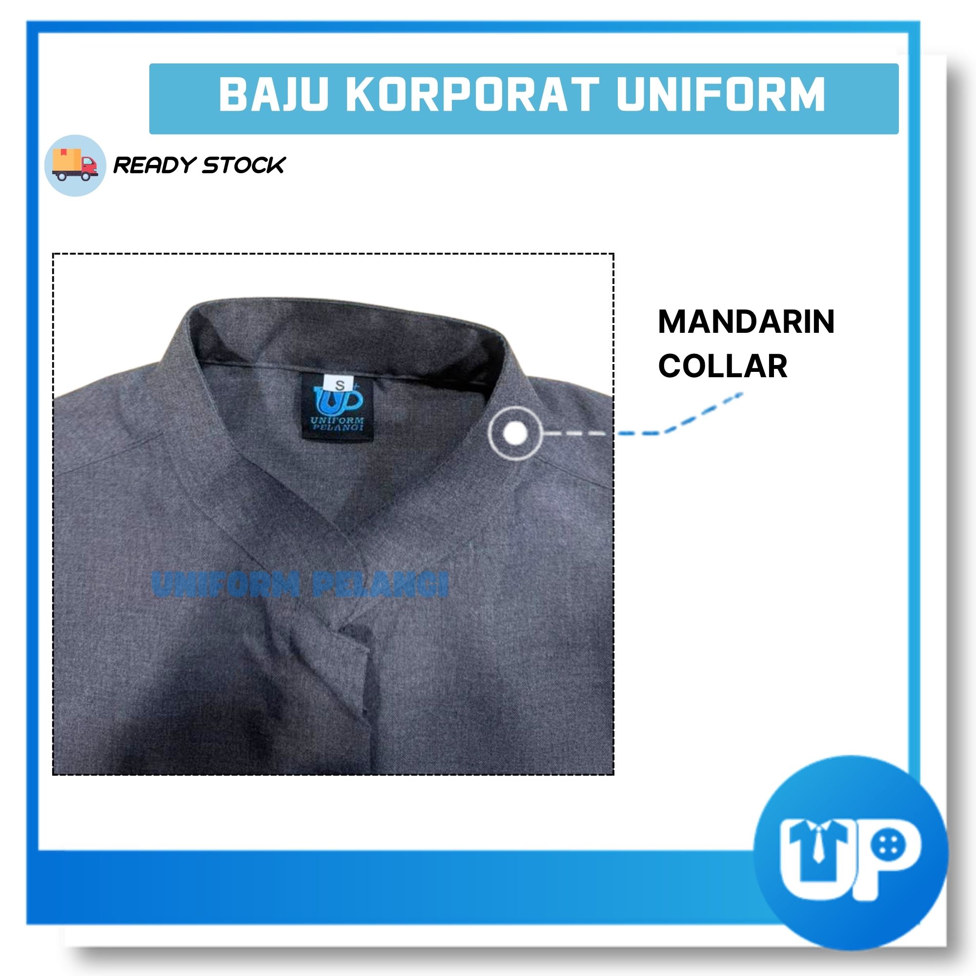 Baju Korporat KPM Wanita Denim Hitam Soft Lengan Panjang Denim Black Corporate Shirt Uniform with logo