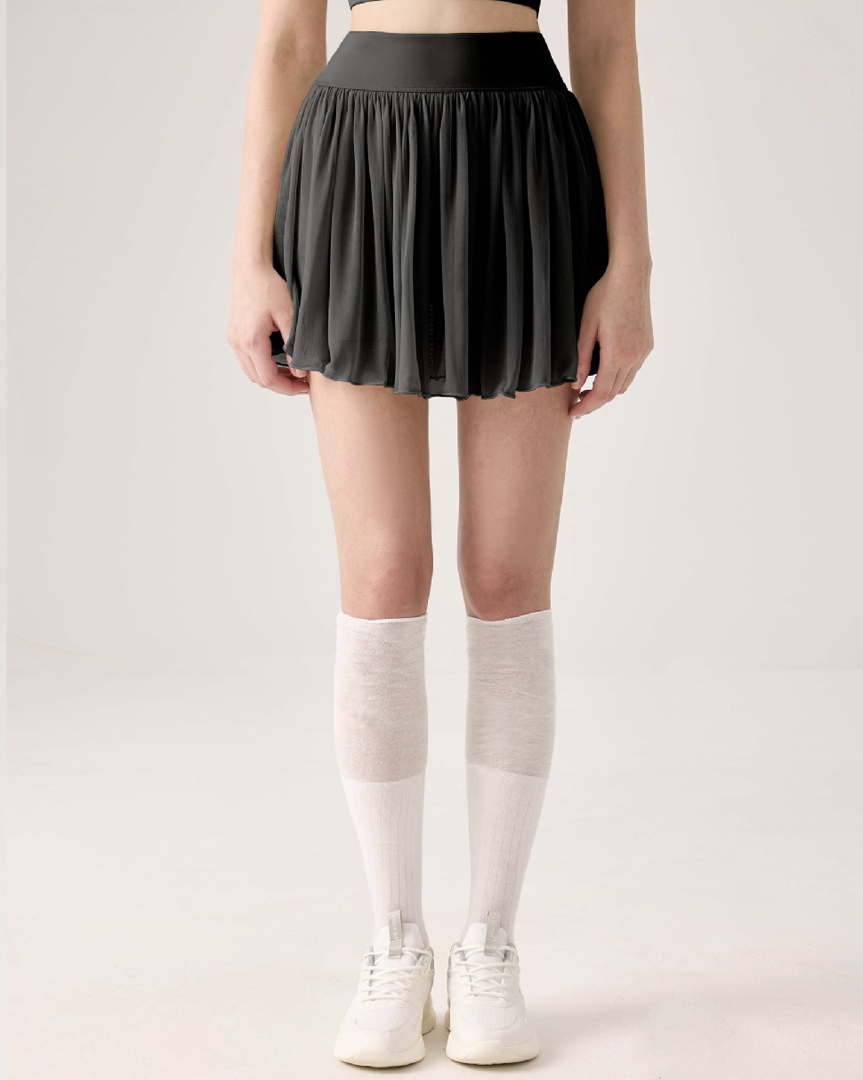 羽感防走光高腰蛋糕邊網球裙