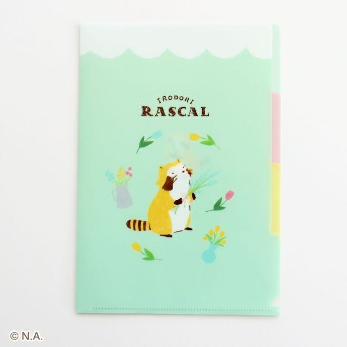 現貨｜IRODORI RASCAL 小浣熊 日本製 A5 3層 文件夾 Folder (花 QE207)