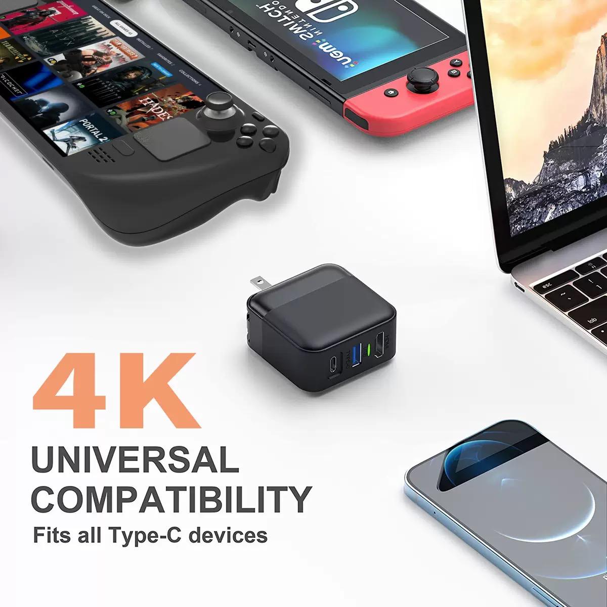 Nintendo Switch / Nintendo Switch 2 專用多功能 4K 充電轉接座 (直出電視) / Multifunctional Dock AC Adaptor (65W GaN) 