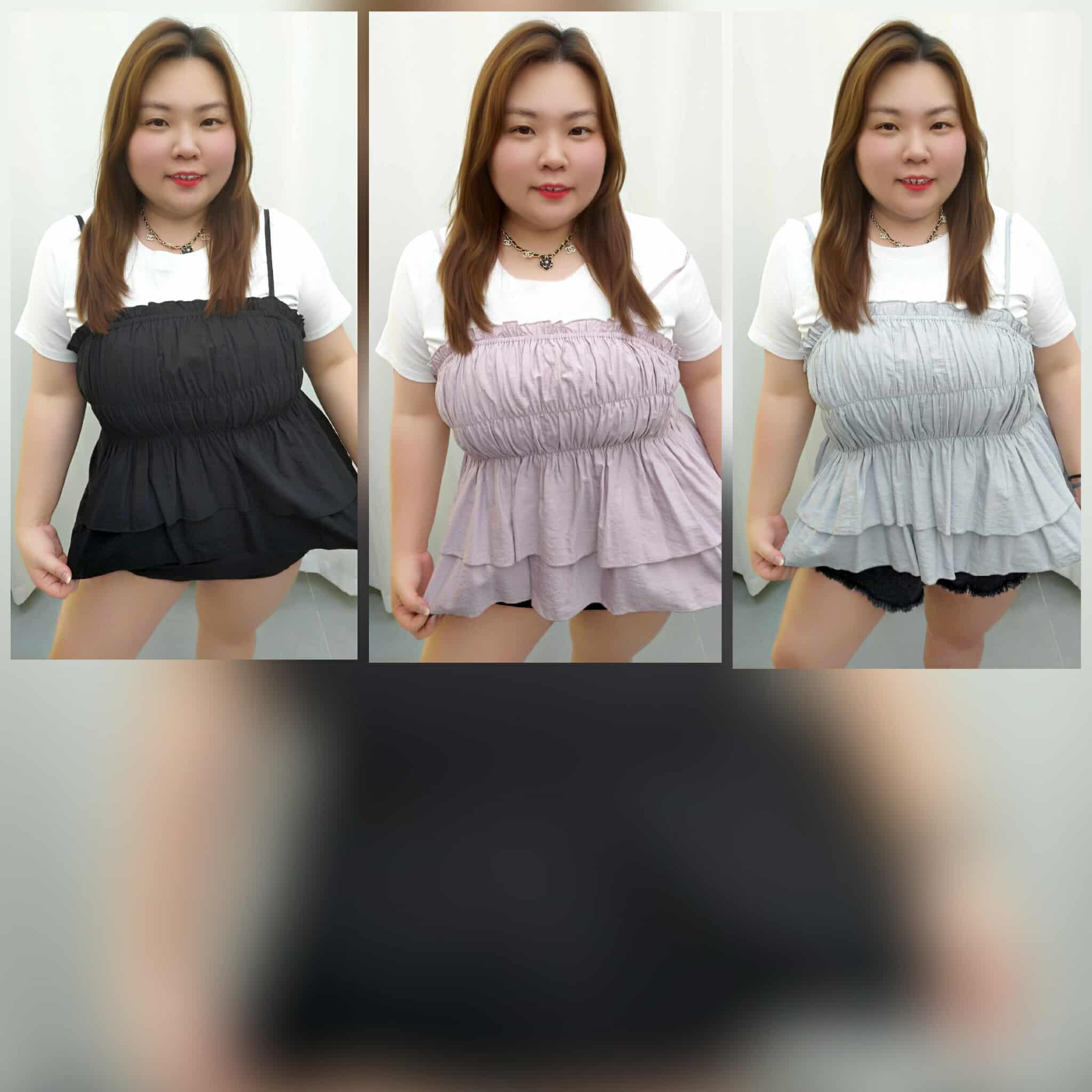 TW#8171 皱褶后大蝴蝶结设计吊带两件式上衣