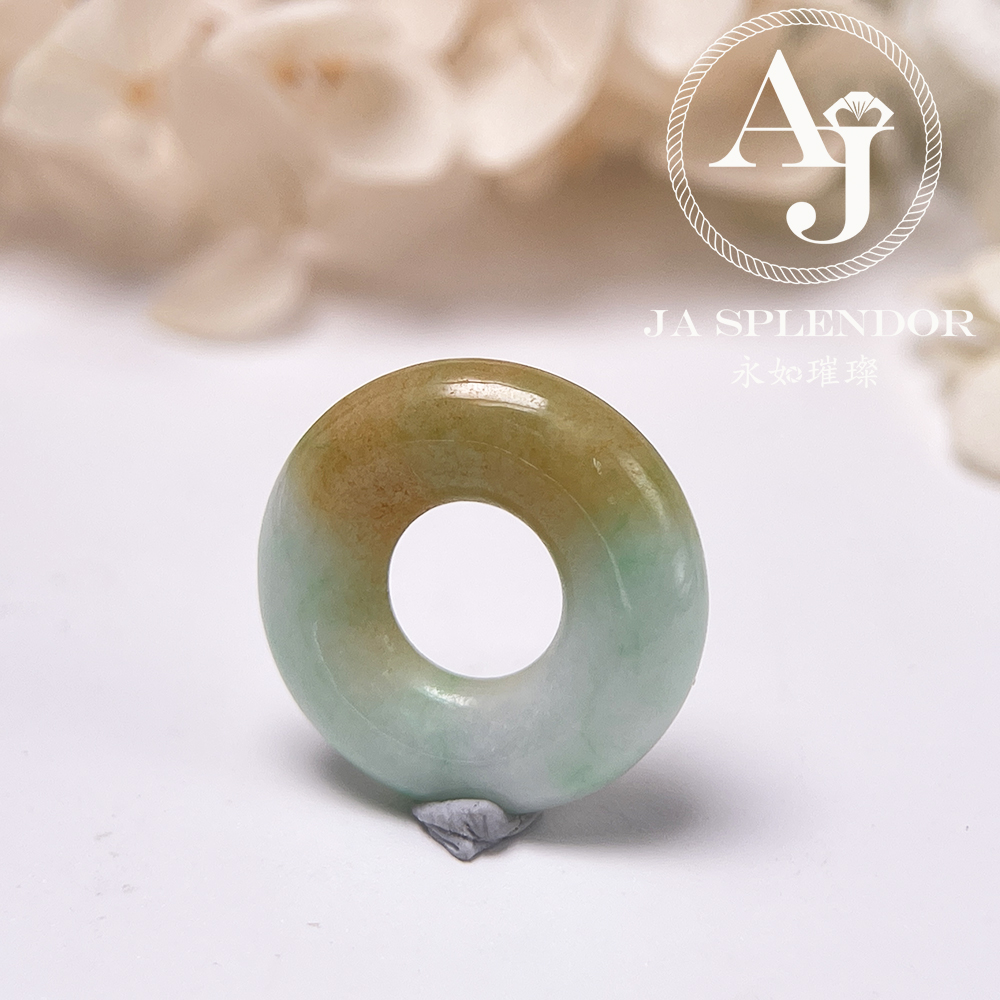 JN-3357 天然翡翠A玉 金黃半山半水甜甜圈