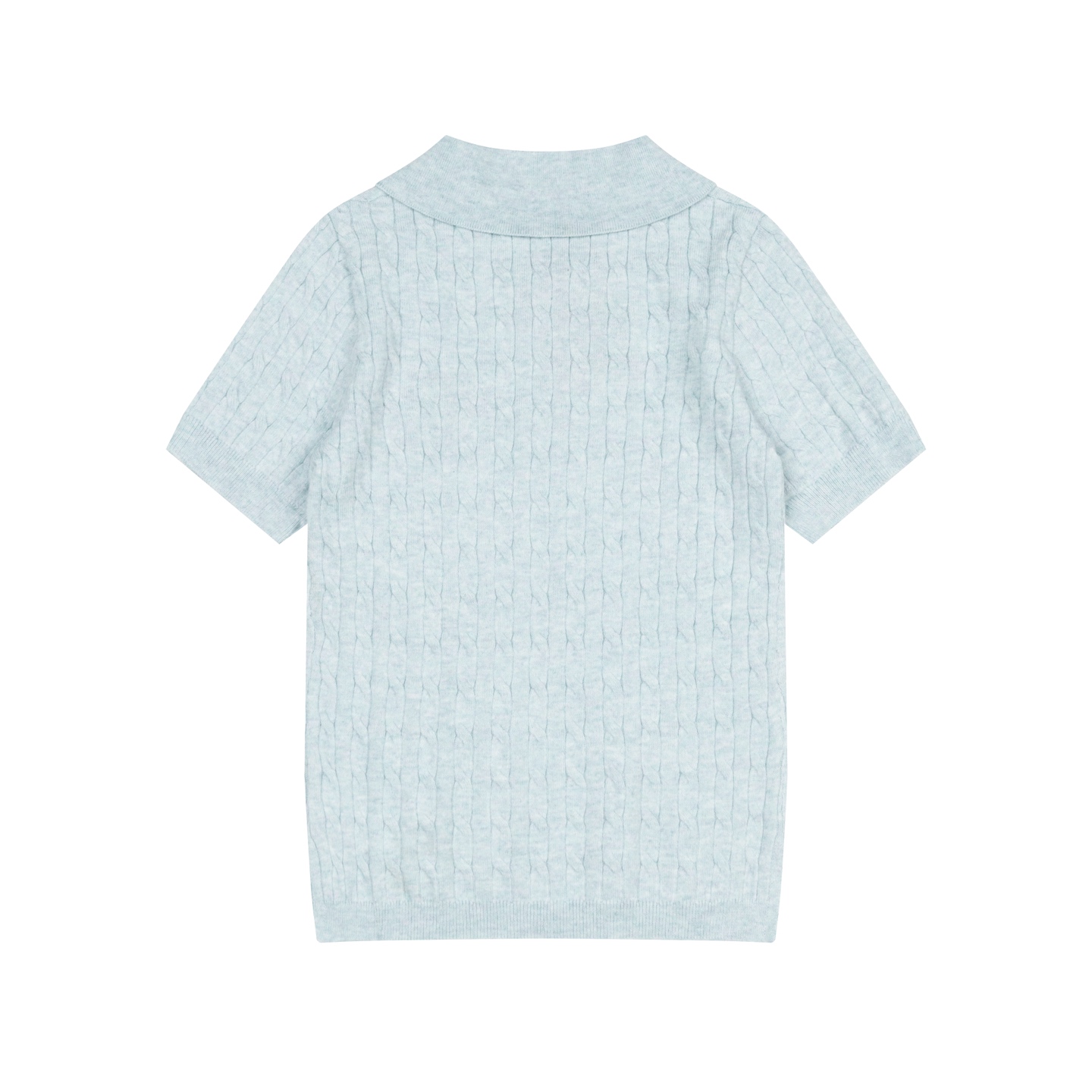 Mardi Mercredi Flower Embroidery Cable Short Sleeve Knit