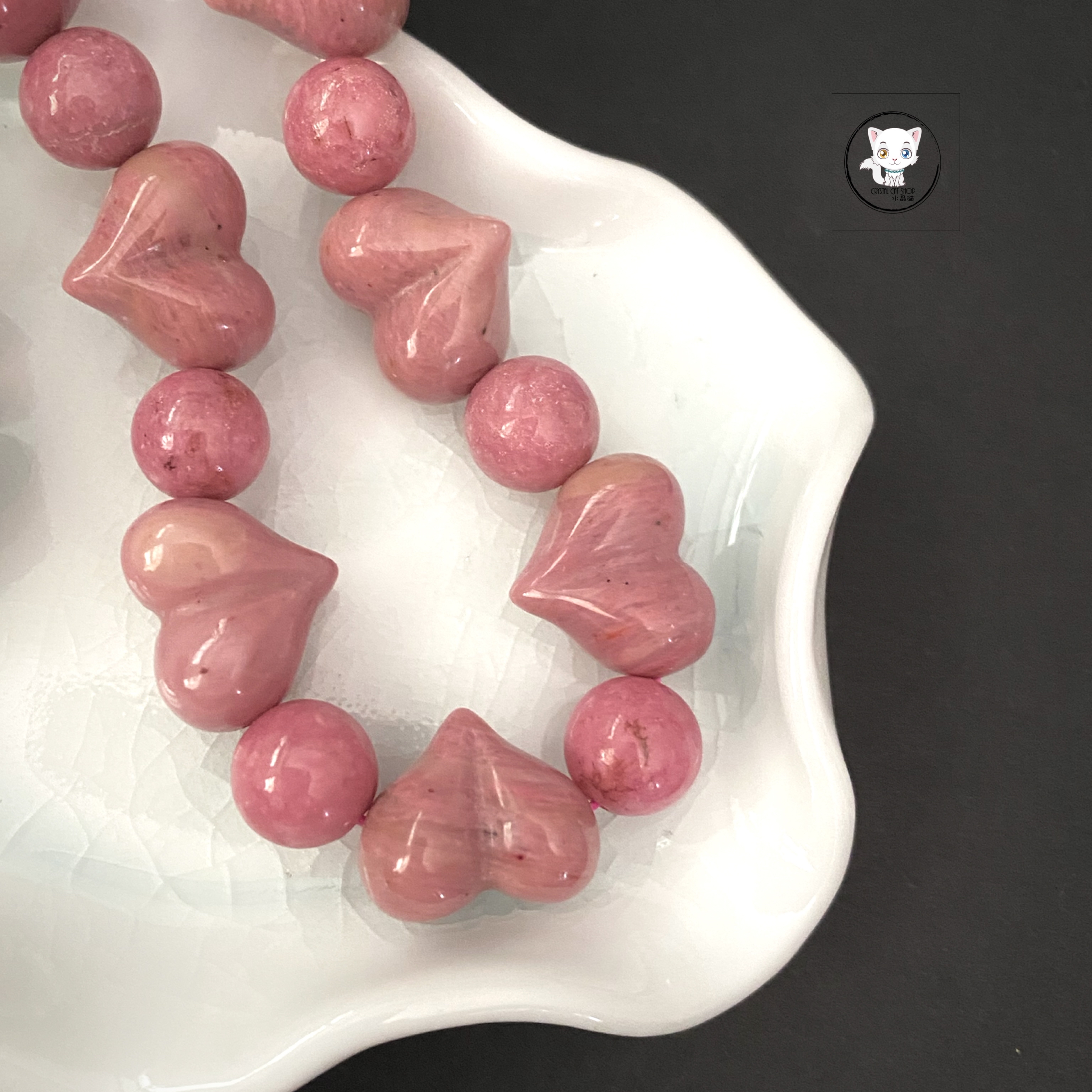 薔薇輝石愛心手鏈 13.5mm