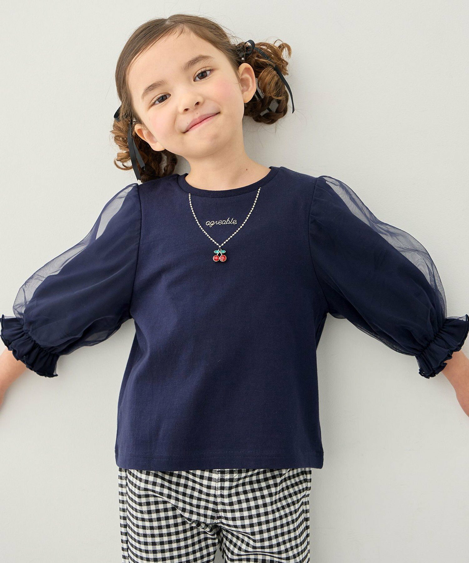 🆕【⭐訂購⭐】 🇯🇵日本直送🌀刺繡櫻桃寶石項鍊 薄紗 七分袖上衣［3款選］🌀[ELBA-0194][260310]