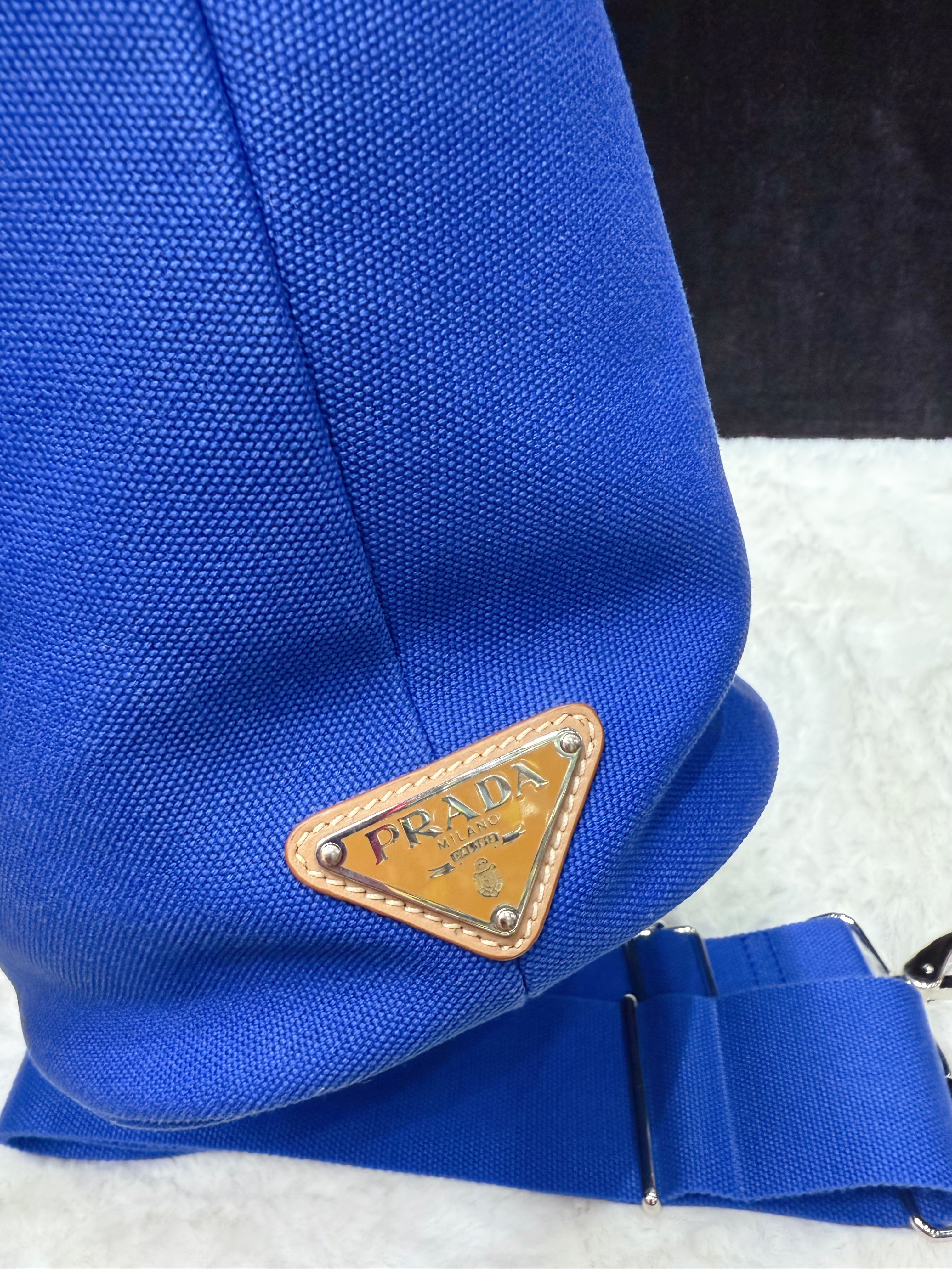 Prada canvas bag with pouch blue