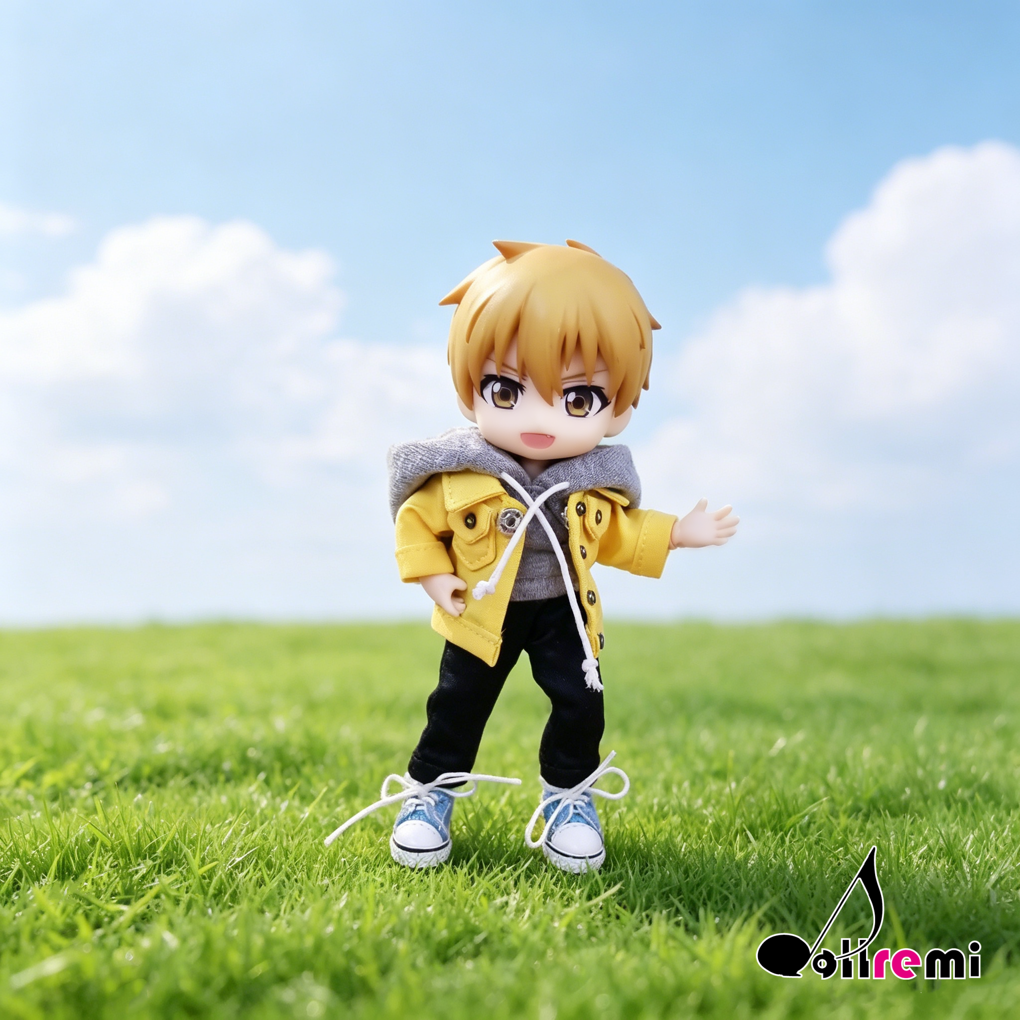 【dollremi】(OB0527) OB11套裝:灰背心+黃外套+長褲 OB11 set: gray vest + yellow jacket + pants