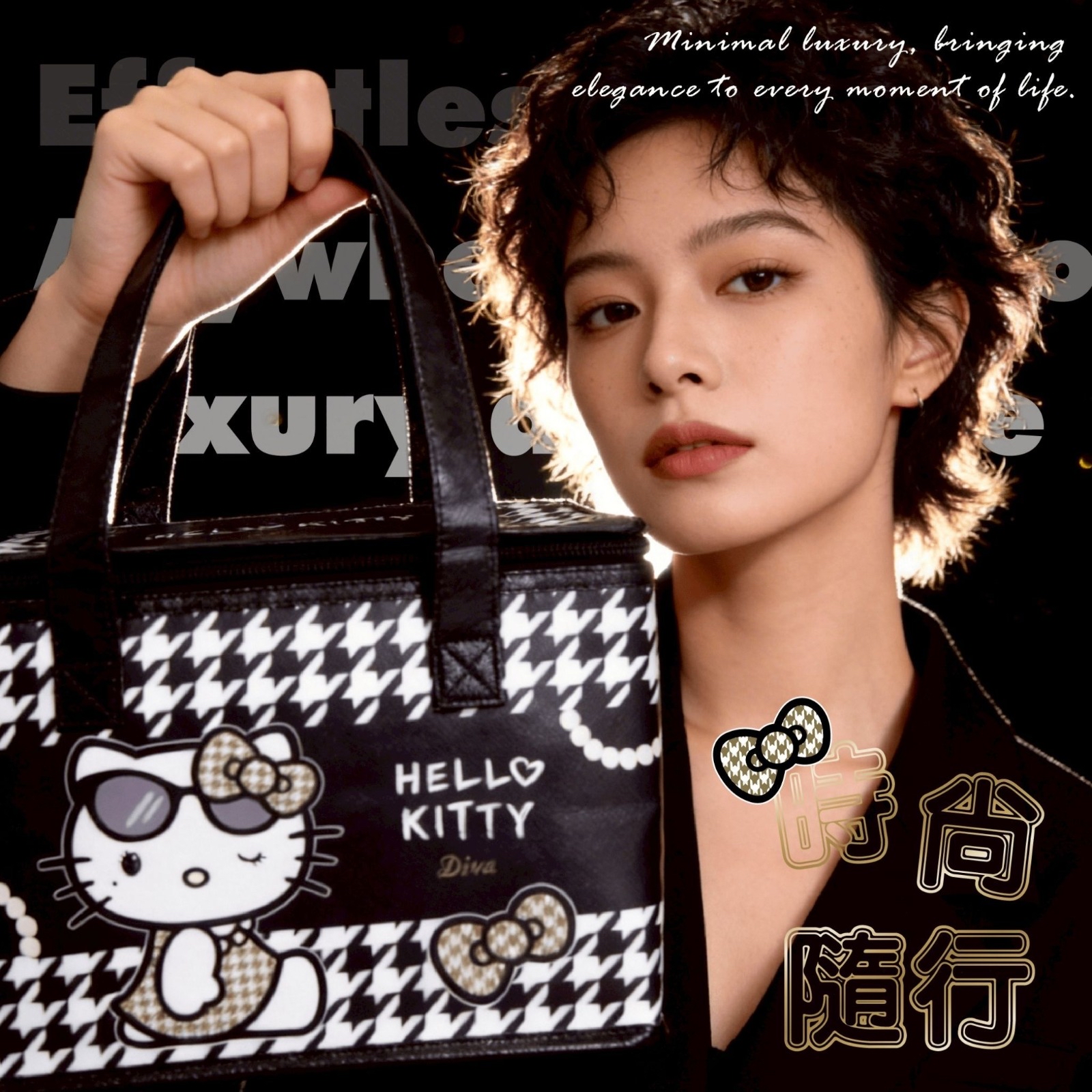 （約6月頭到貨）🇹🇼台灣正版授權 Hello Kitty千鳥紋大容量保溫提袋💕