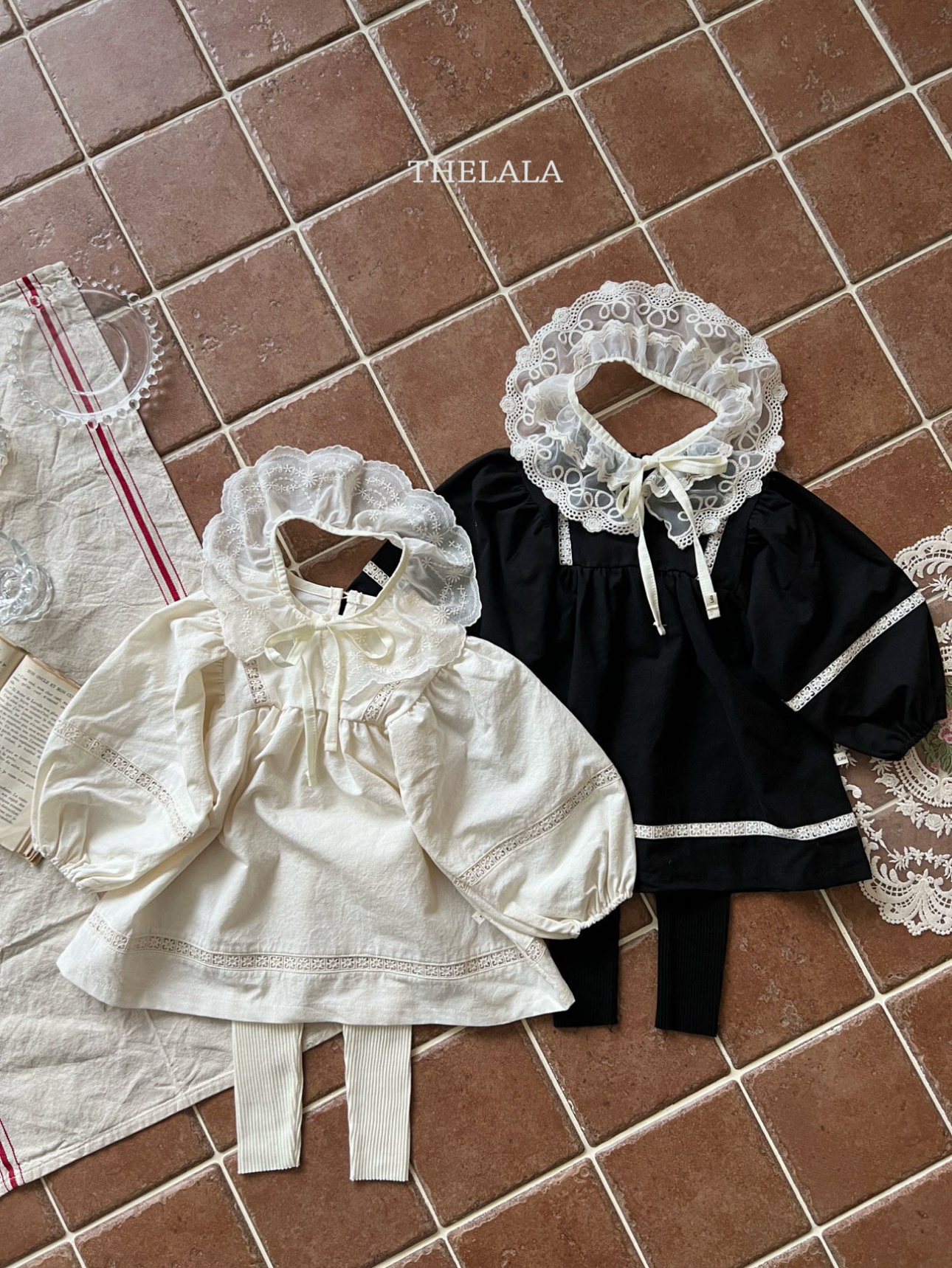 🌸預訂 韓國直送🌸🇰🇷THELALA兩色蕾絲花邊長袖連身裙