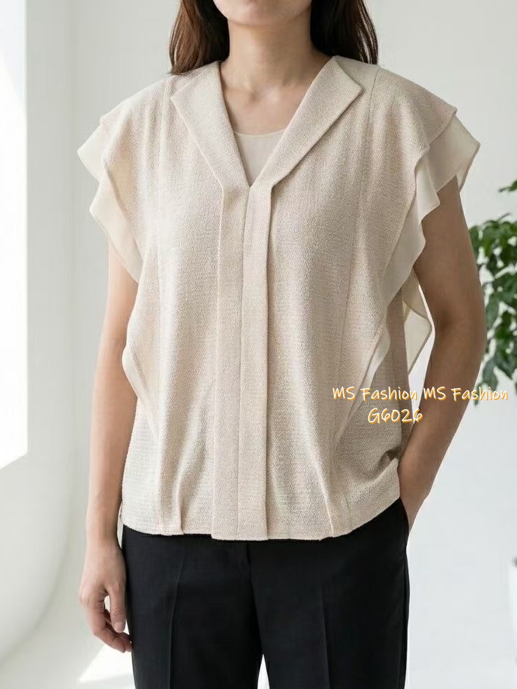G6026 韓國🇰🇷靚色雙層ruffle top