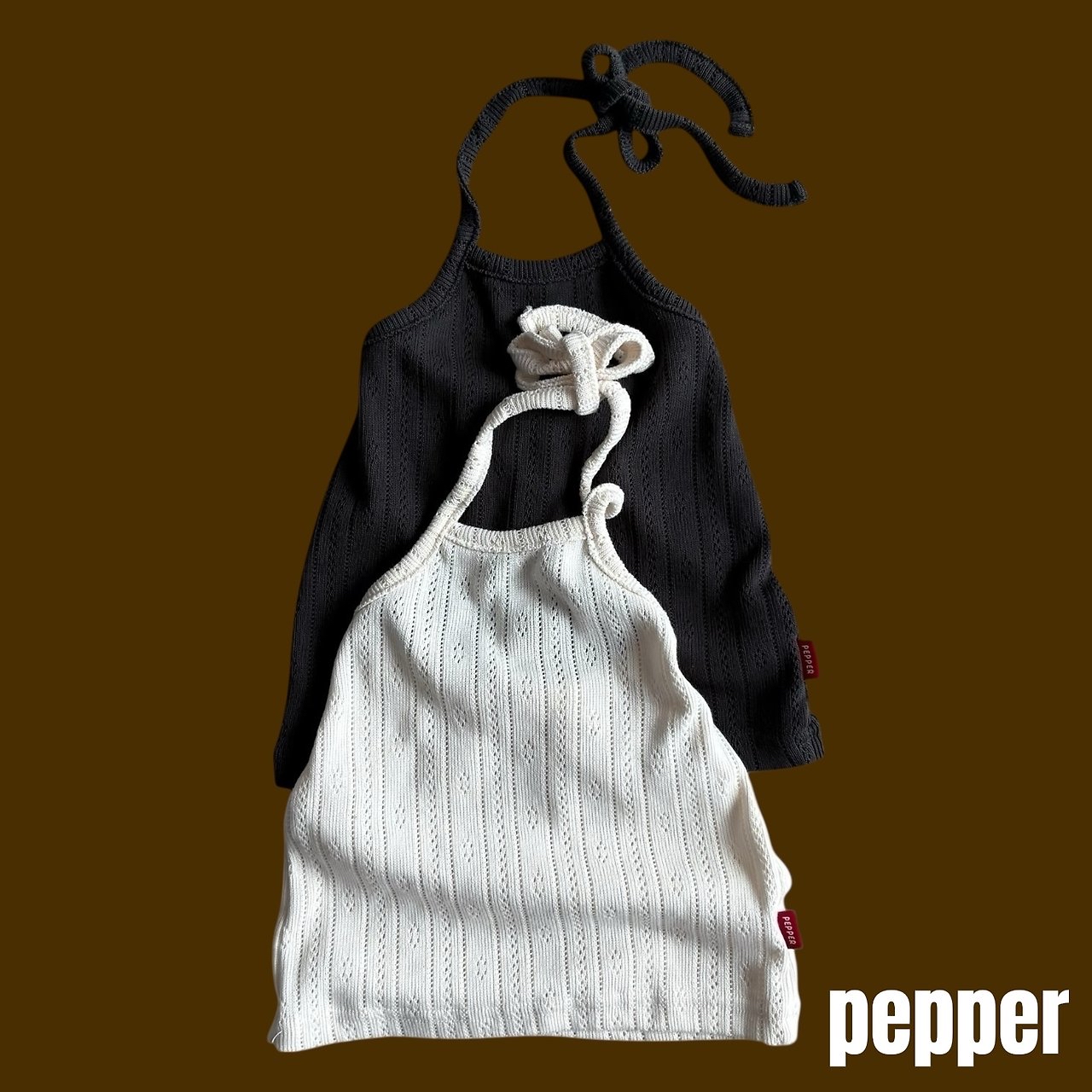 Pepper | Knit Eyelet Halter Sleeveless Top