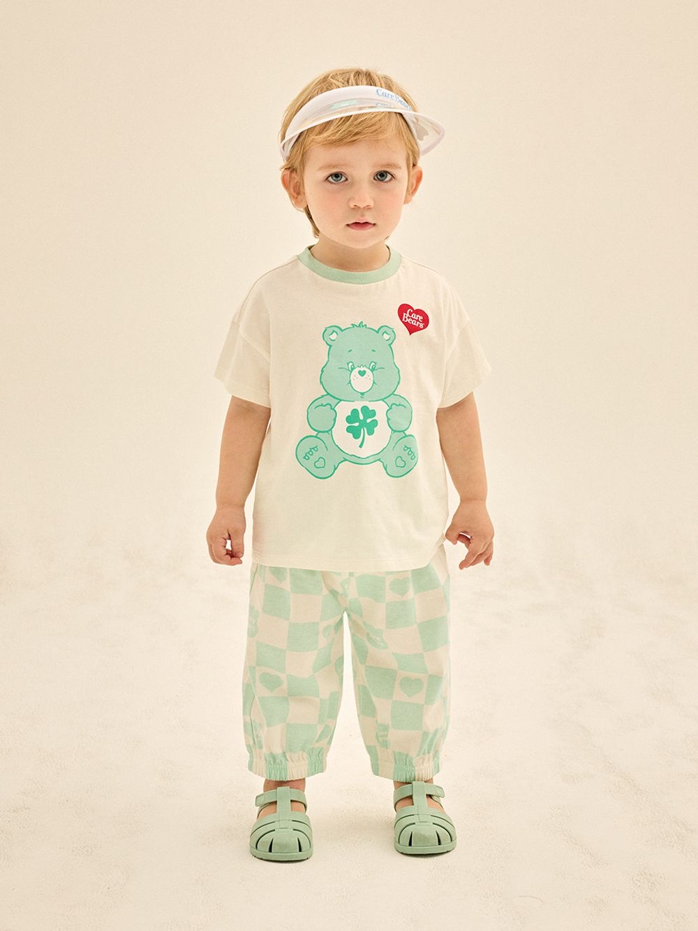 ☀️預訂 韓國直送☀️🇰🇷正版Care Bears兩色幸運朋友小熊印花棋盤格紋上下套裝