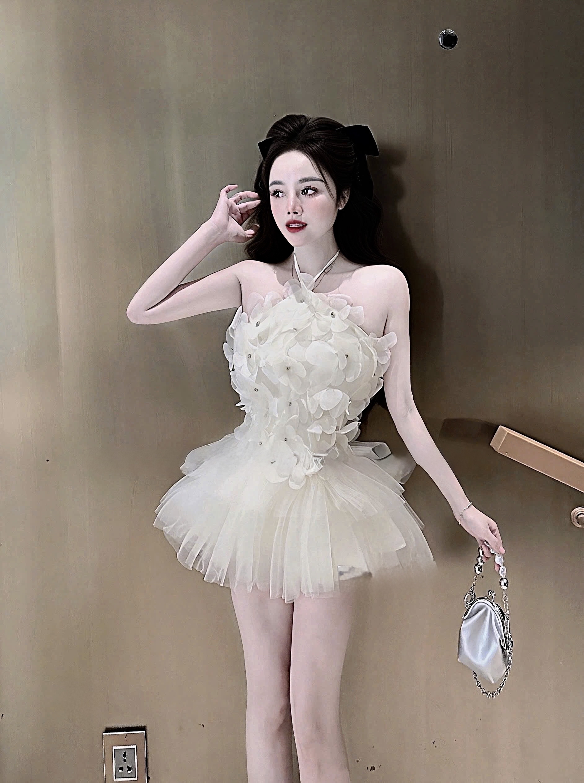 薄紗花花款式两件套洋装