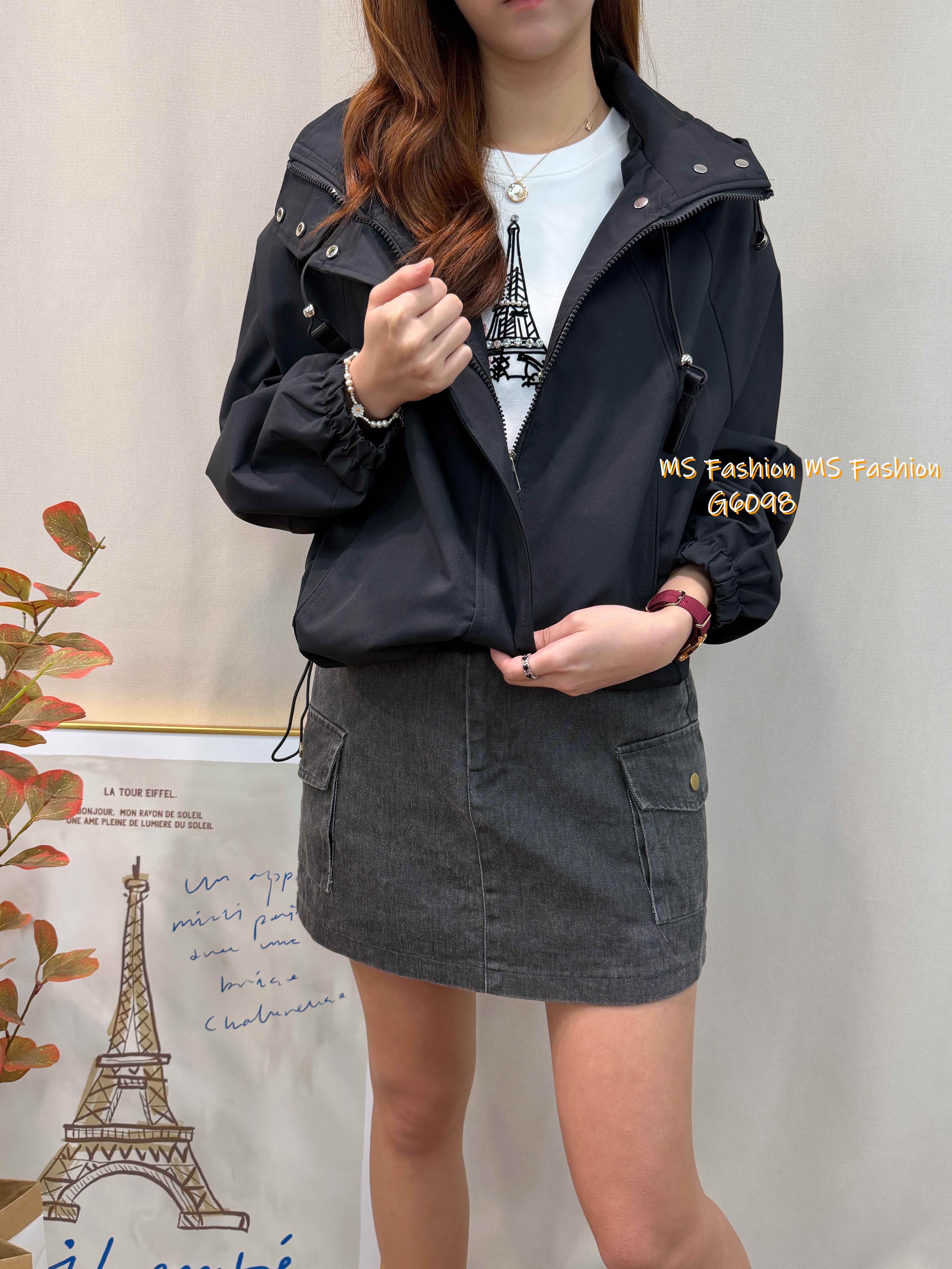 G6098 韓國🇰🇷靚色有帽風褸