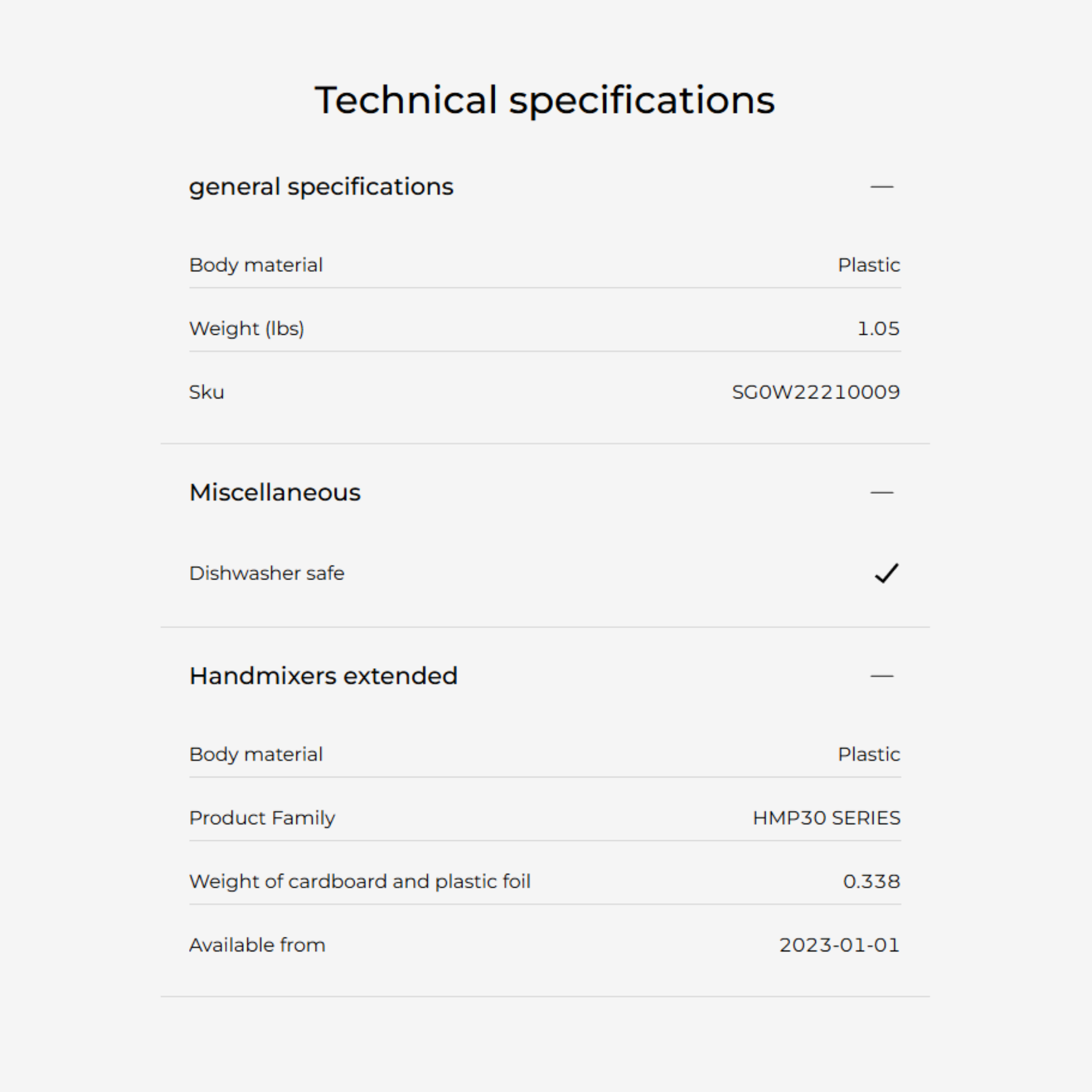Kenwood 450W HandMix Lite Hand Mixer White (HMP30.A0WH)