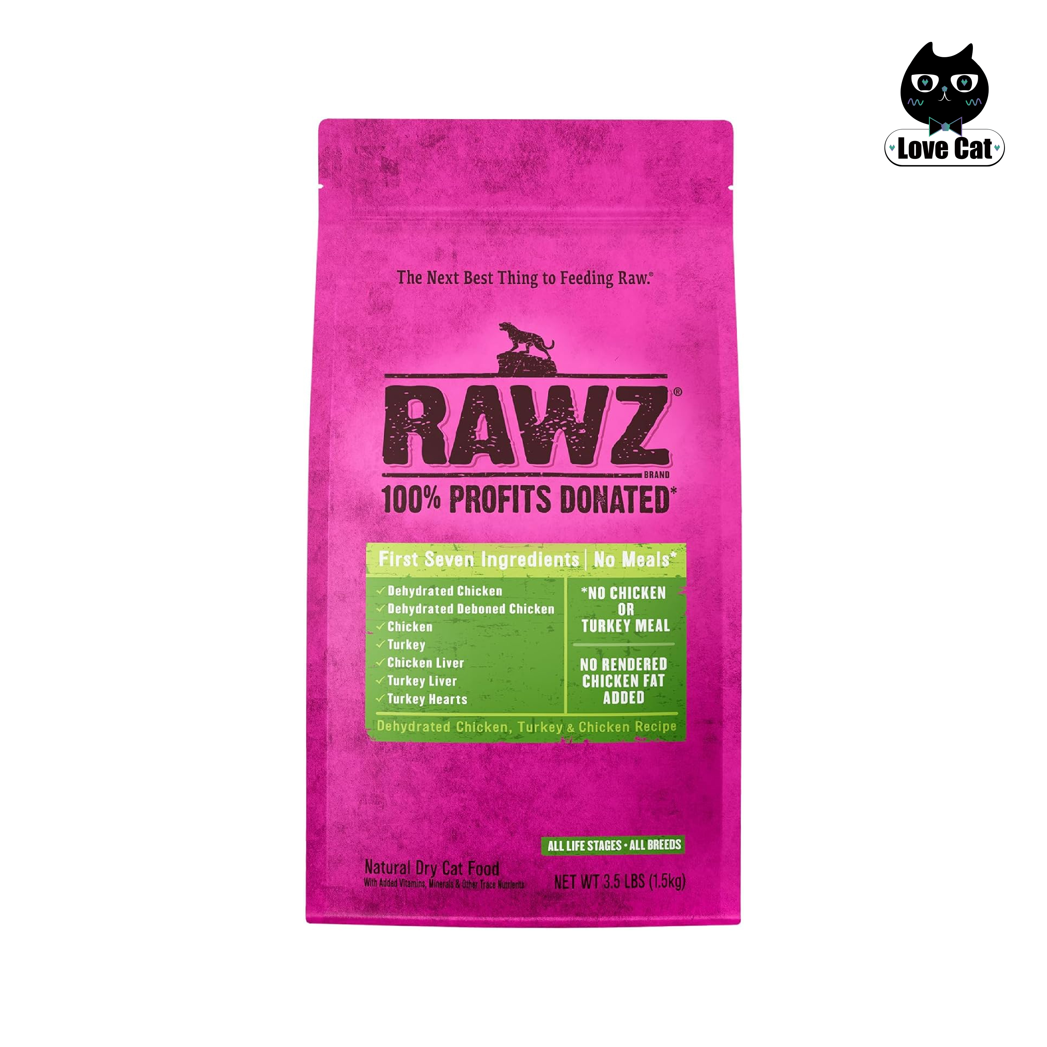 Rawz 脫水雞肉和火雞食譜天然貓乾糧