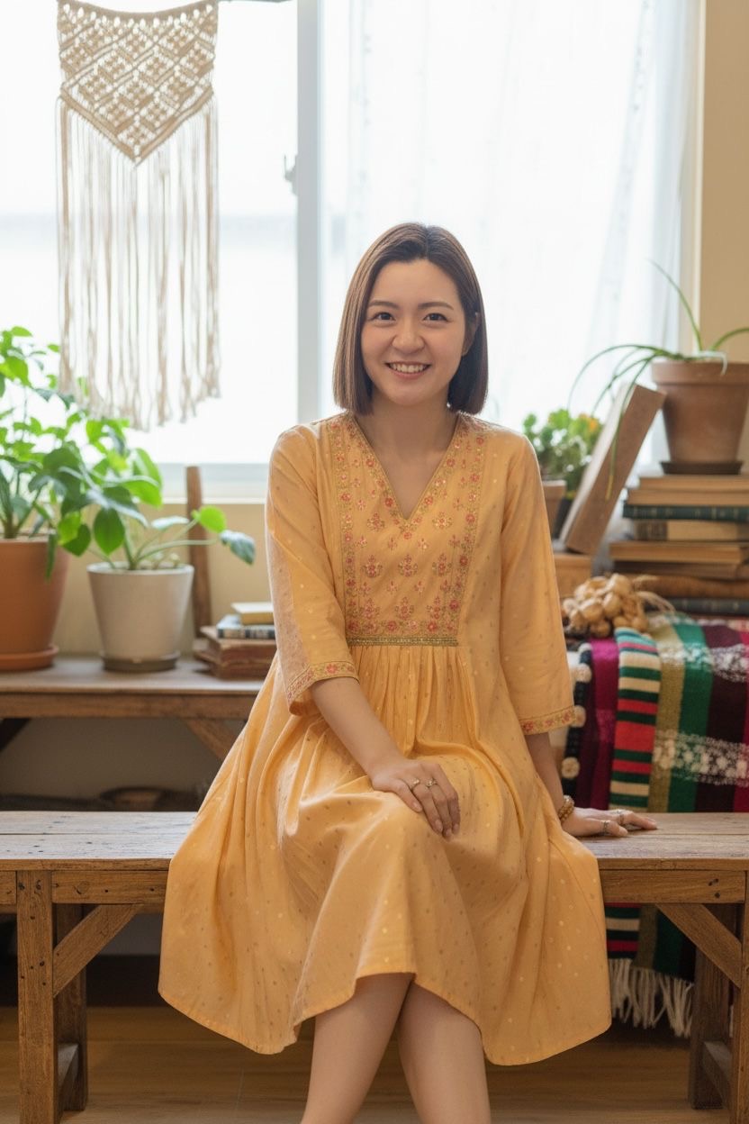 Shrimp Orange V-Neck Emb. Short OP 36" #1105