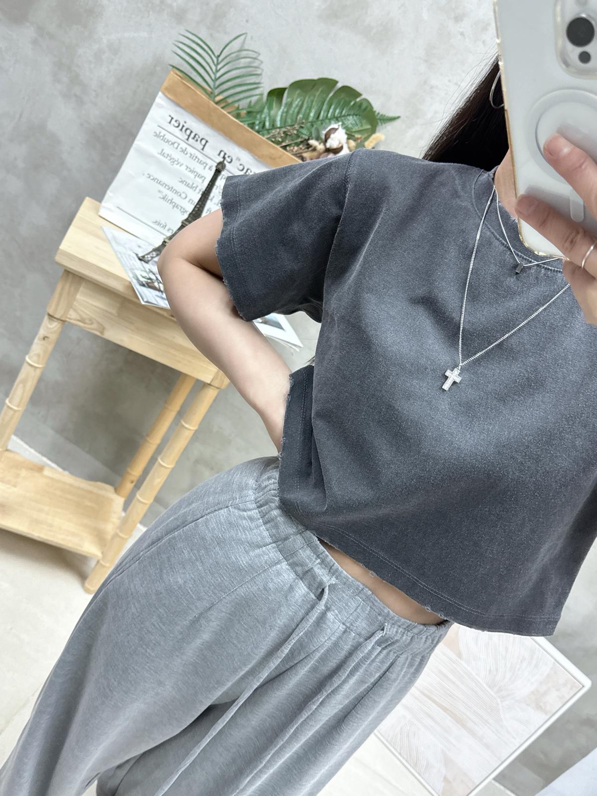 石磨爛洗水棉短Tee