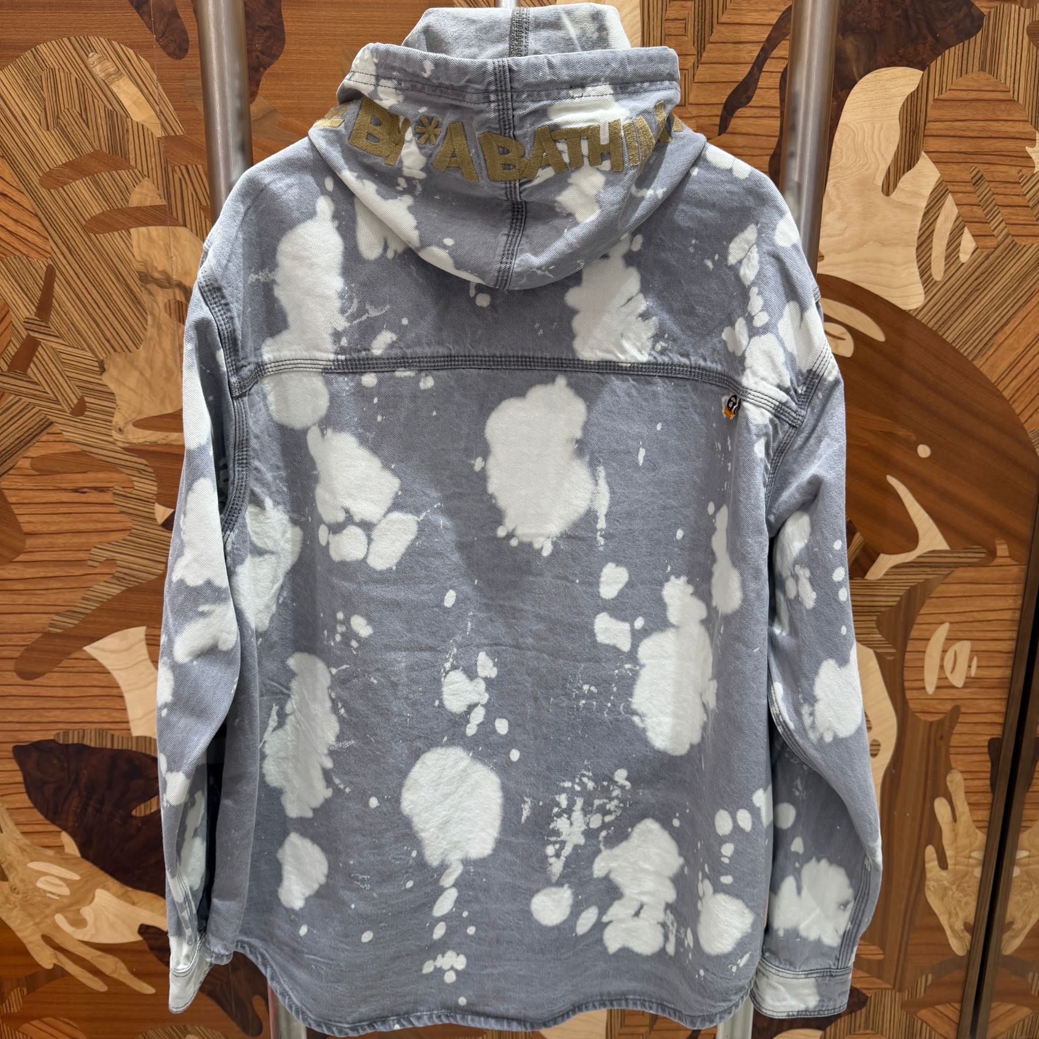 AAPE AAPEUNVS splatter printed hooded long sleeve shirt (8571)