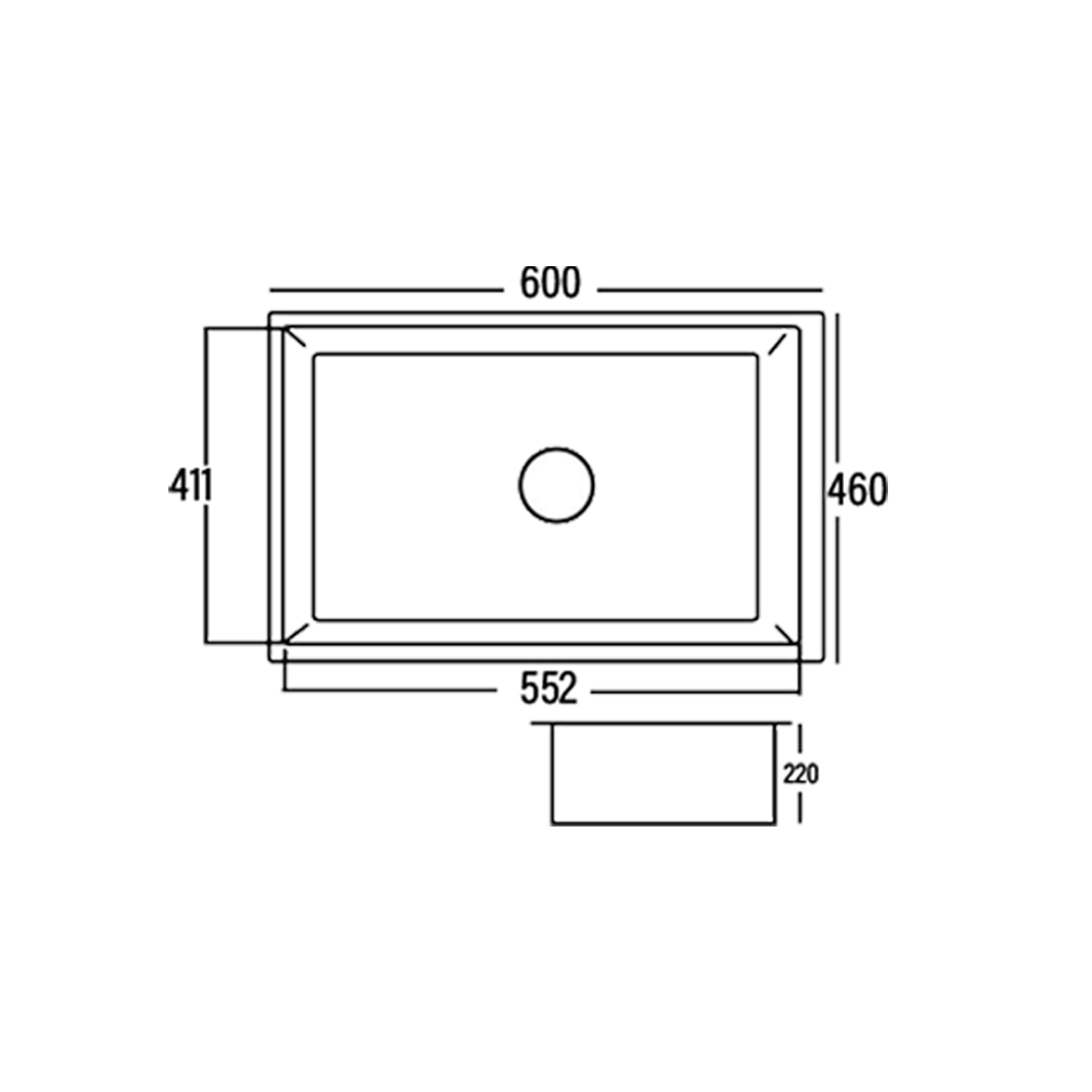 Rooney-Y Honeycomb Single Bowl Stainless Steel Kitchen Sink (6046Hb#) W69-6046HB
