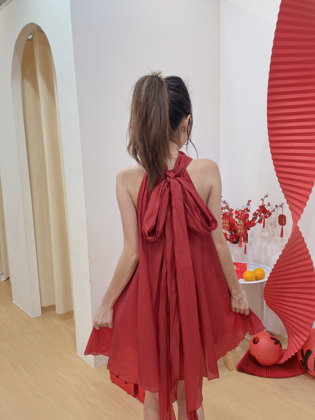 【风菱纱】挂脖仙纱连身裙 R2942