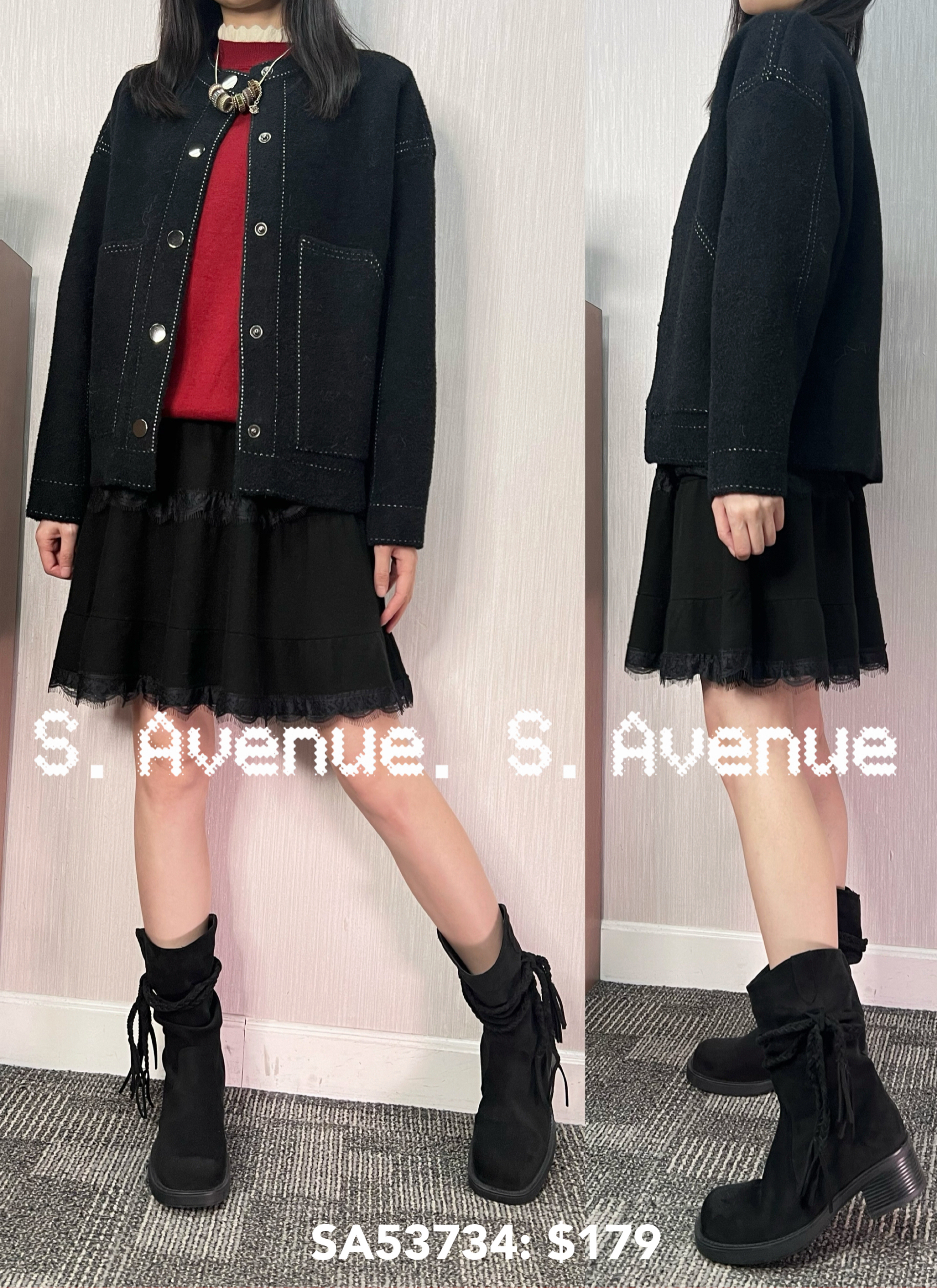 SA53734: 長袖假車線有鈕簡約褸款